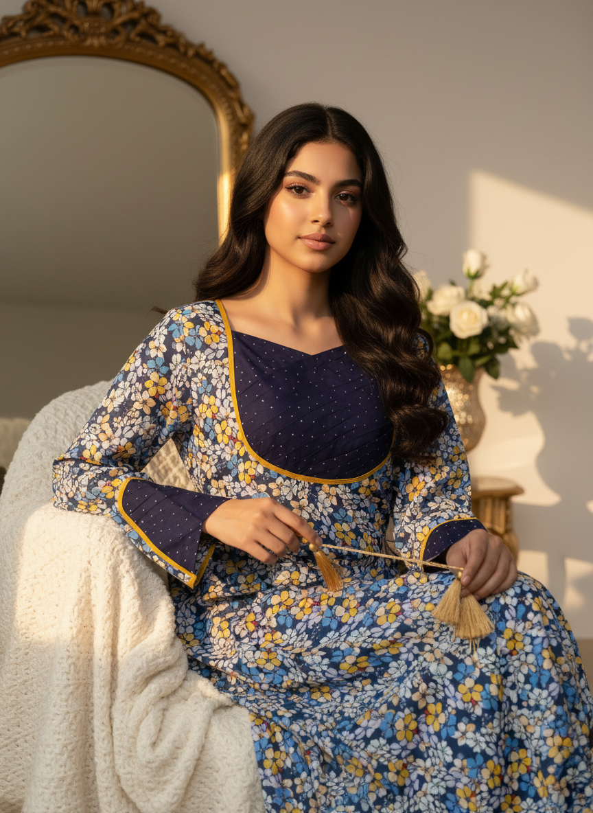 جلابية قطن مع  وريمبو