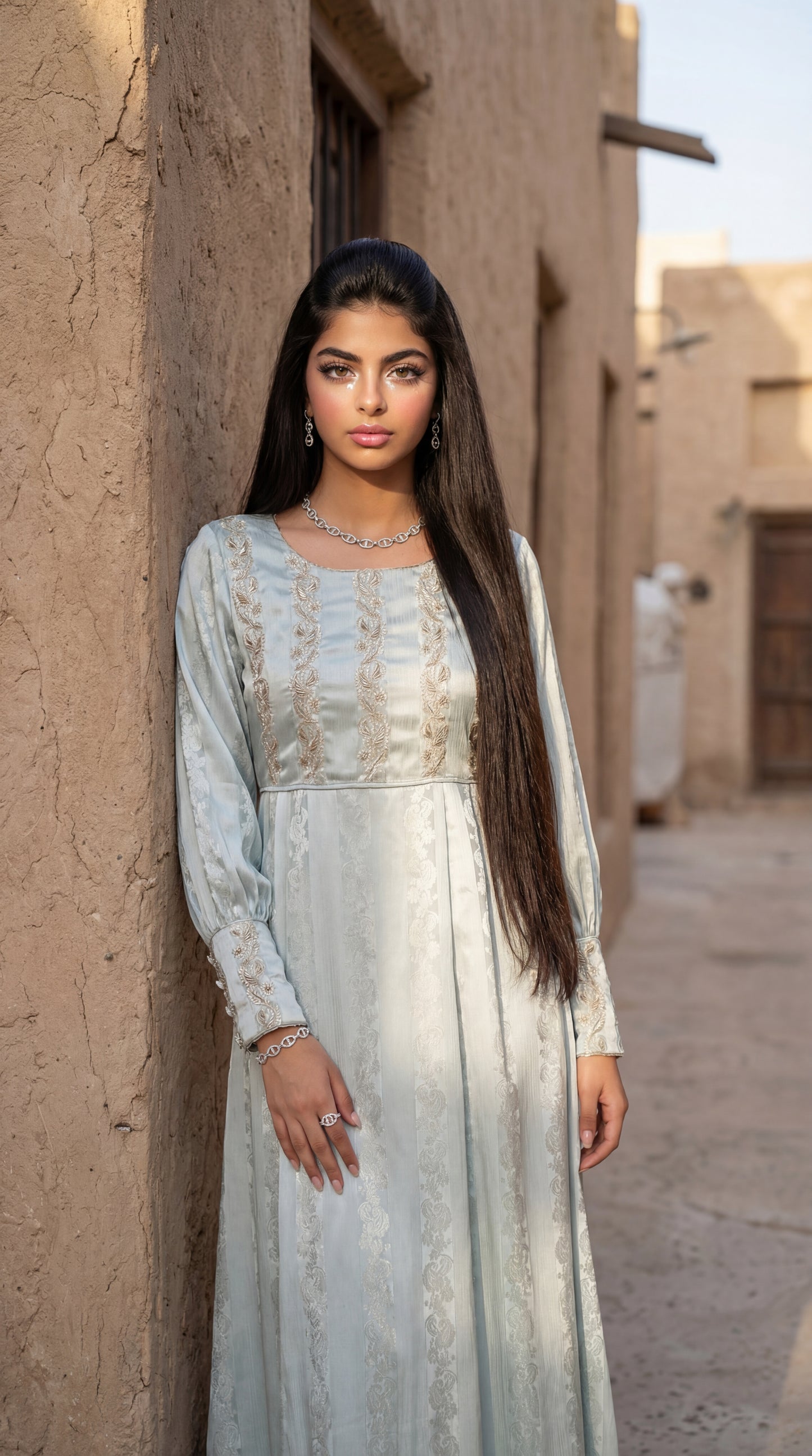 درس من الحرير المزراي   وتطريز مع شك