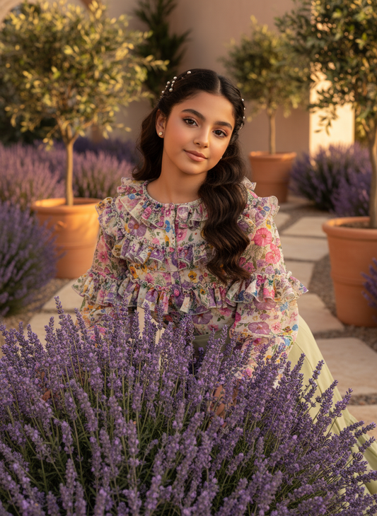 قميص شيفون  تنوره الالماس