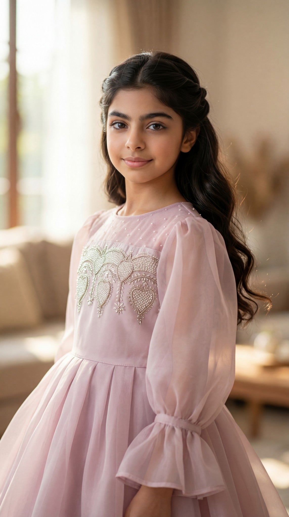 فستان من الاورجنزا مع دانتيل مشكوك