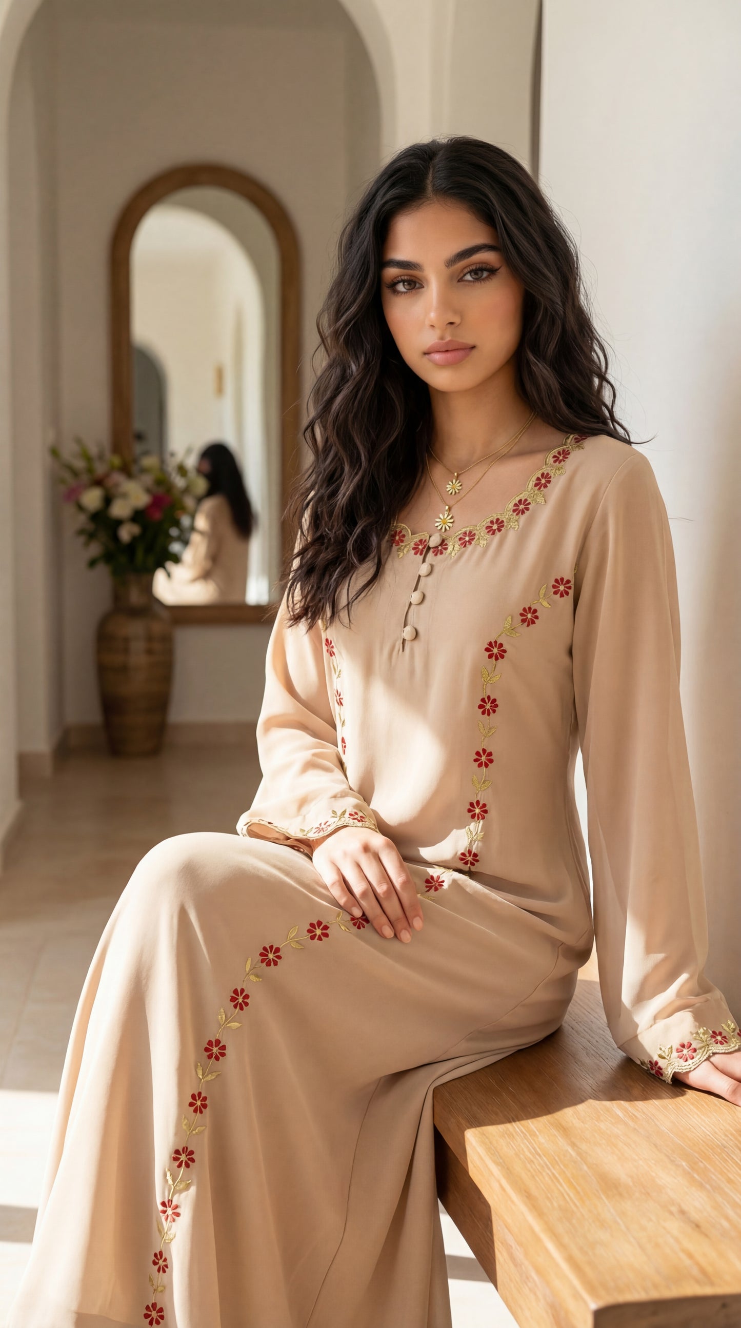 دبل شيفون مطرز بشكل ناعم