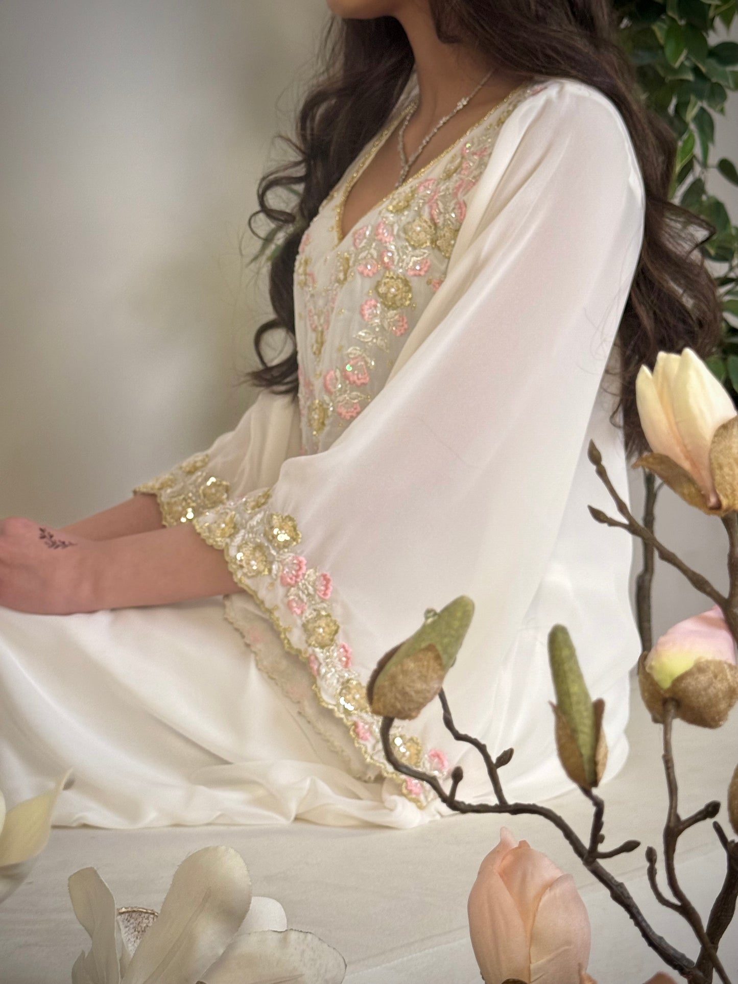 شيفون  شغل شك مع تطريز