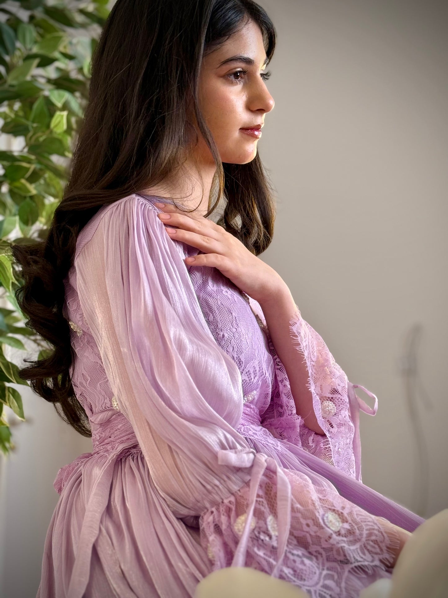 فستان  اورجنزا مع دانتيل فرنسي وشك