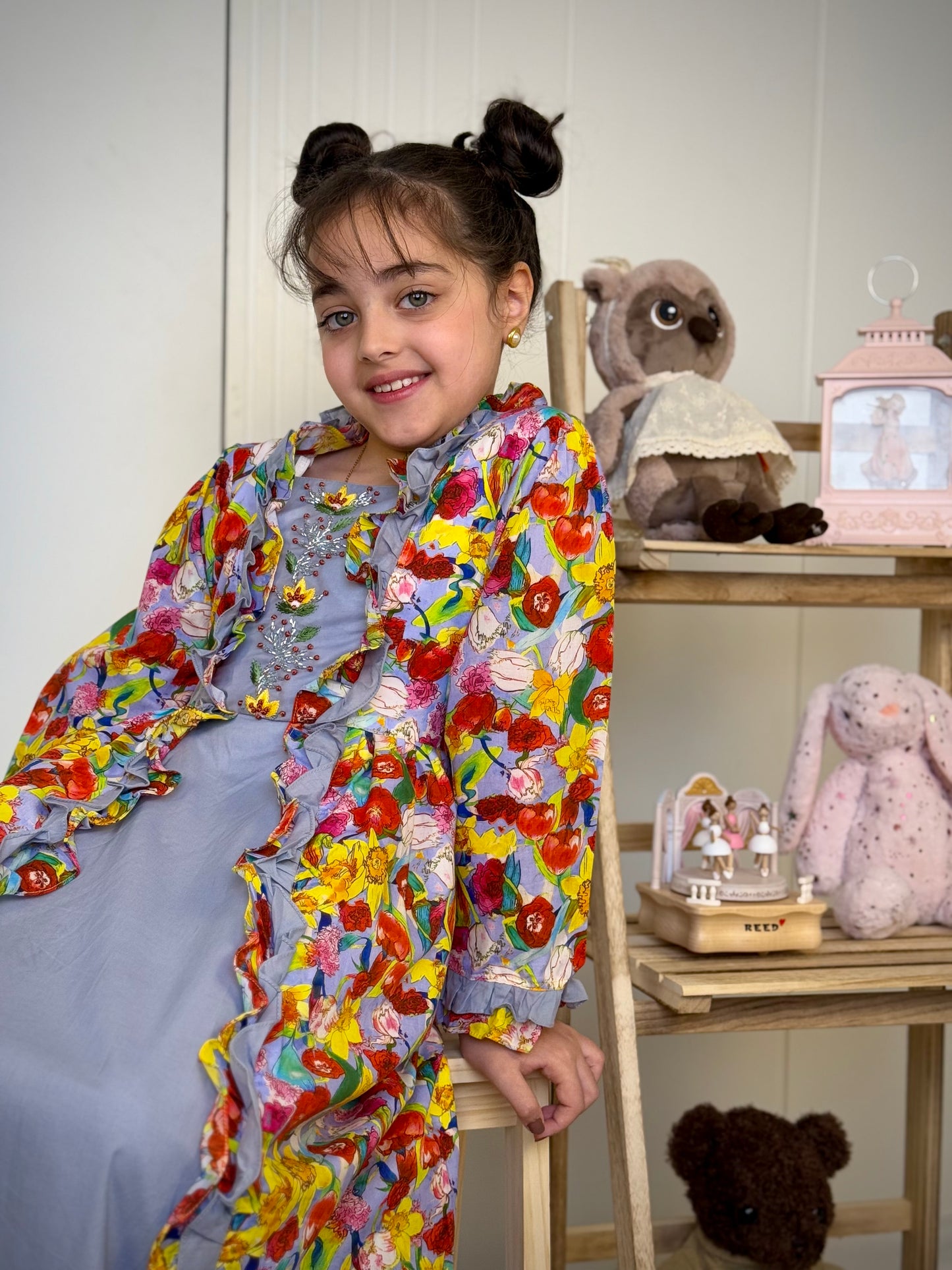 فستان قطن مع تطريز وشك