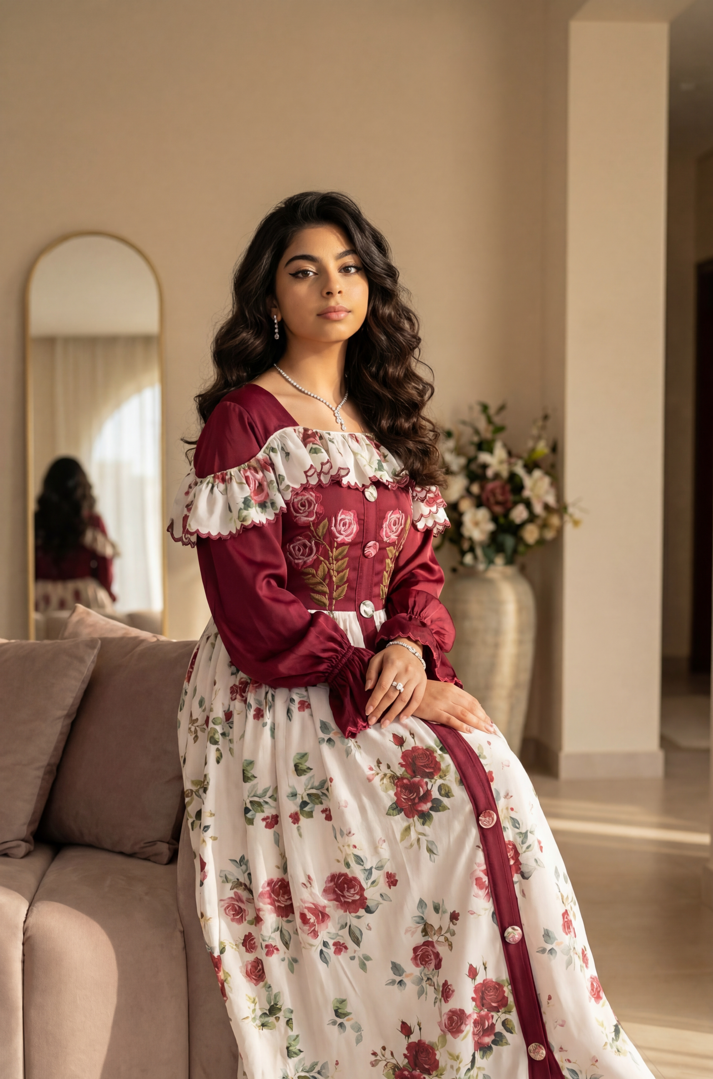 فستان من الحرير   مع تطريز