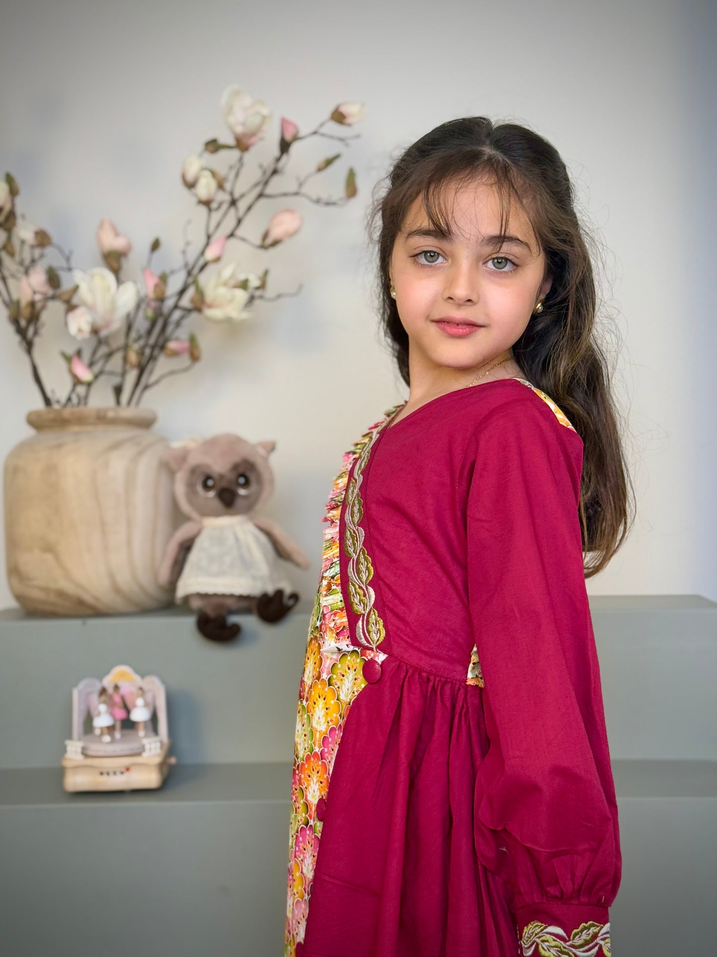 فستان قطن مع تطريز