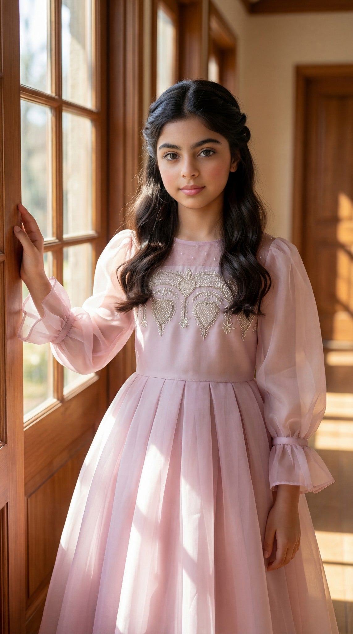 فستان من الاورجنزا مع دانتيل مشكوك