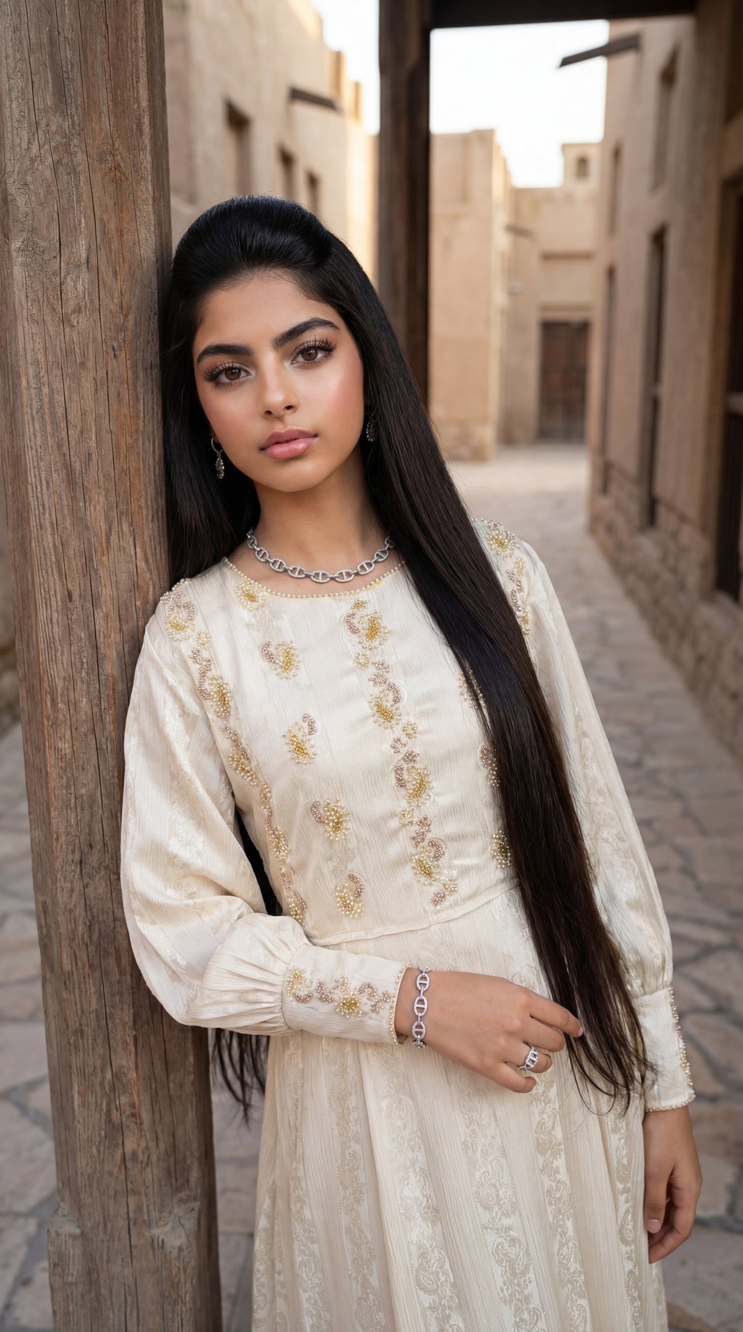 درس من الحرير المزراي   وتطريز مع شك