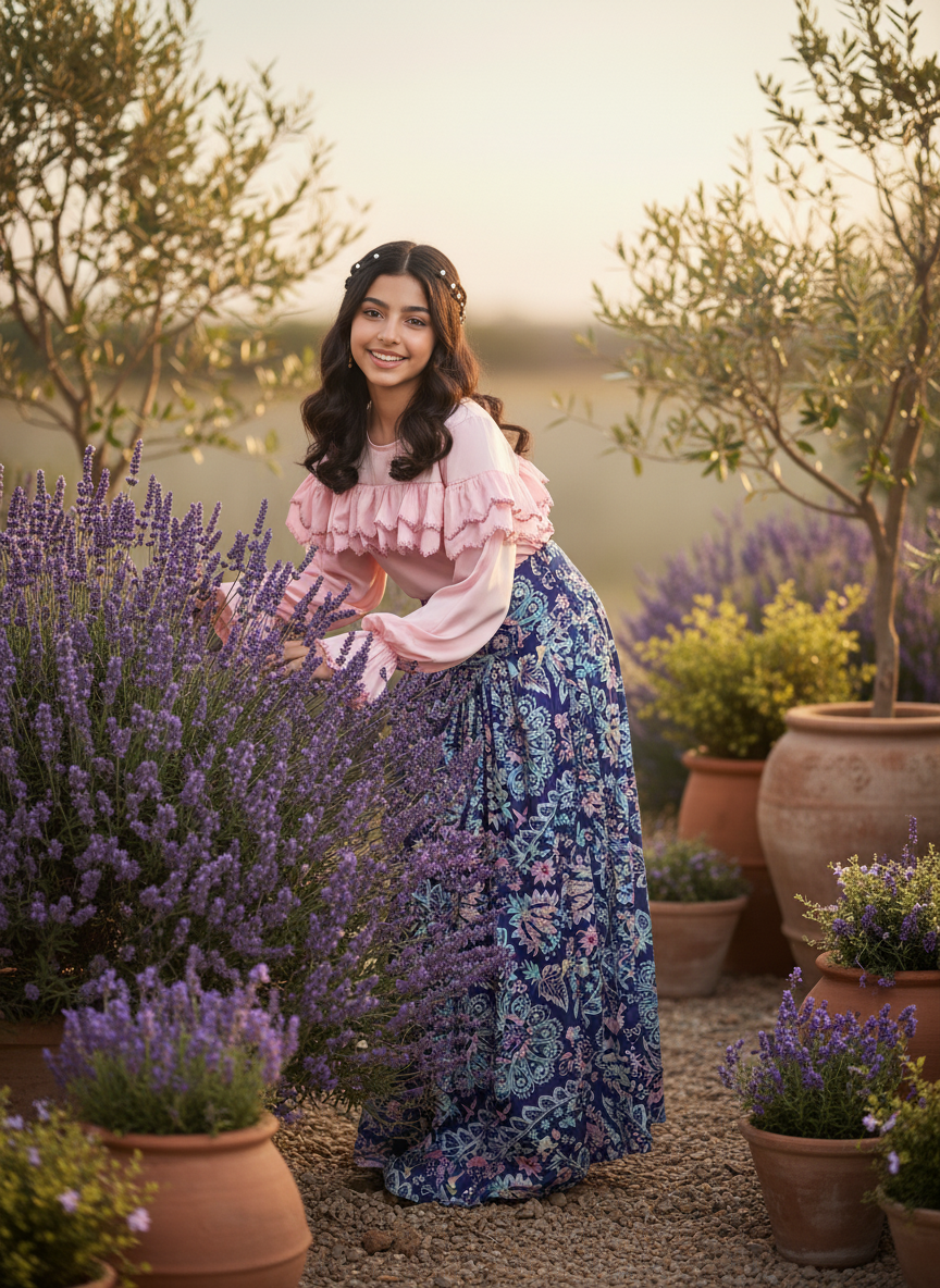 قميص تنوره من الحرير والتطريز