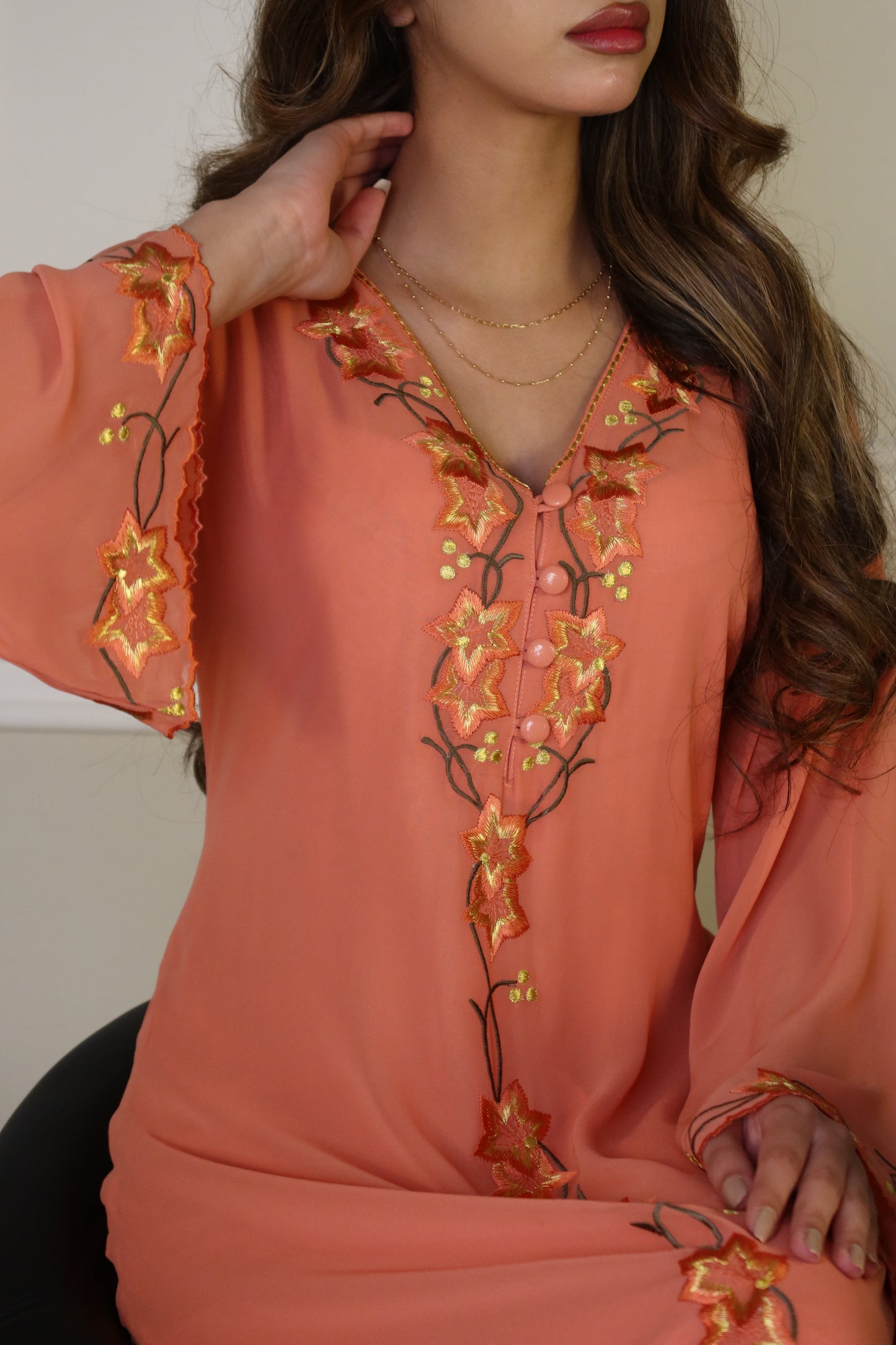 دبل شيفون مطرز