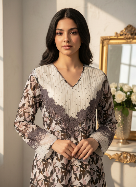 جلابية قطن معدانتيل وريمبو