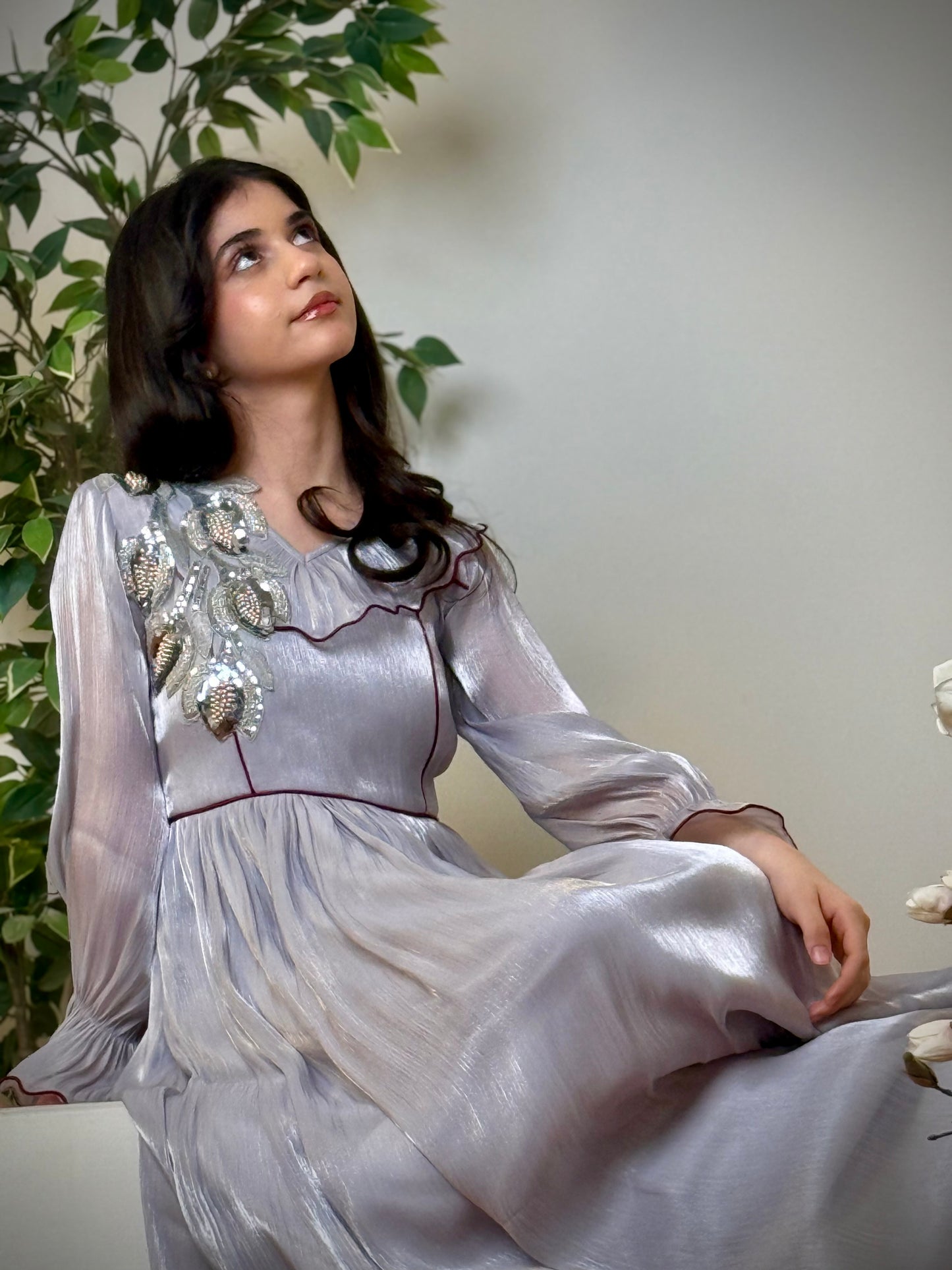 فستان  اورجنزا  مع دانتيل شك