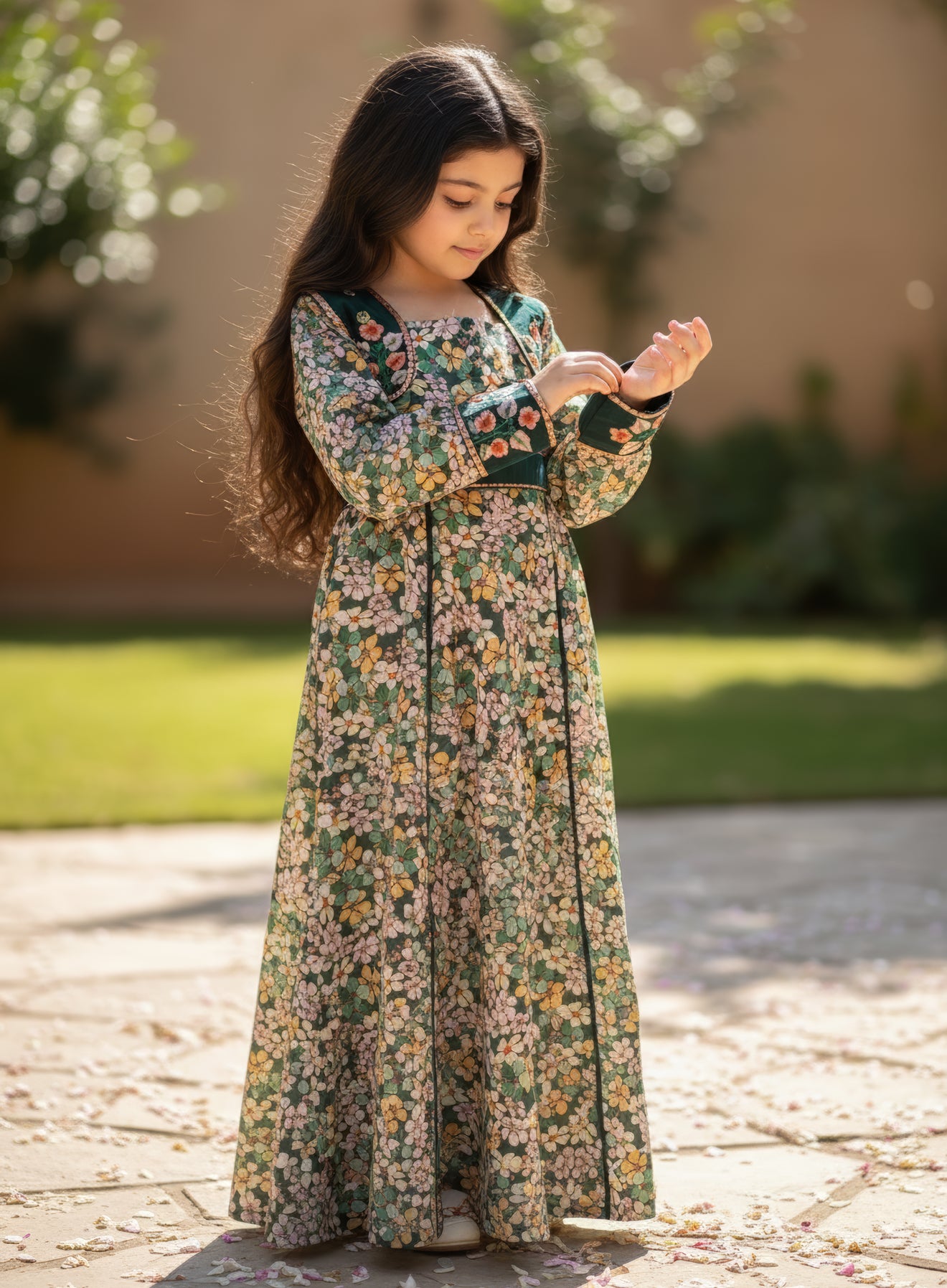 فستان قطن مع تطريز ودمج الساده