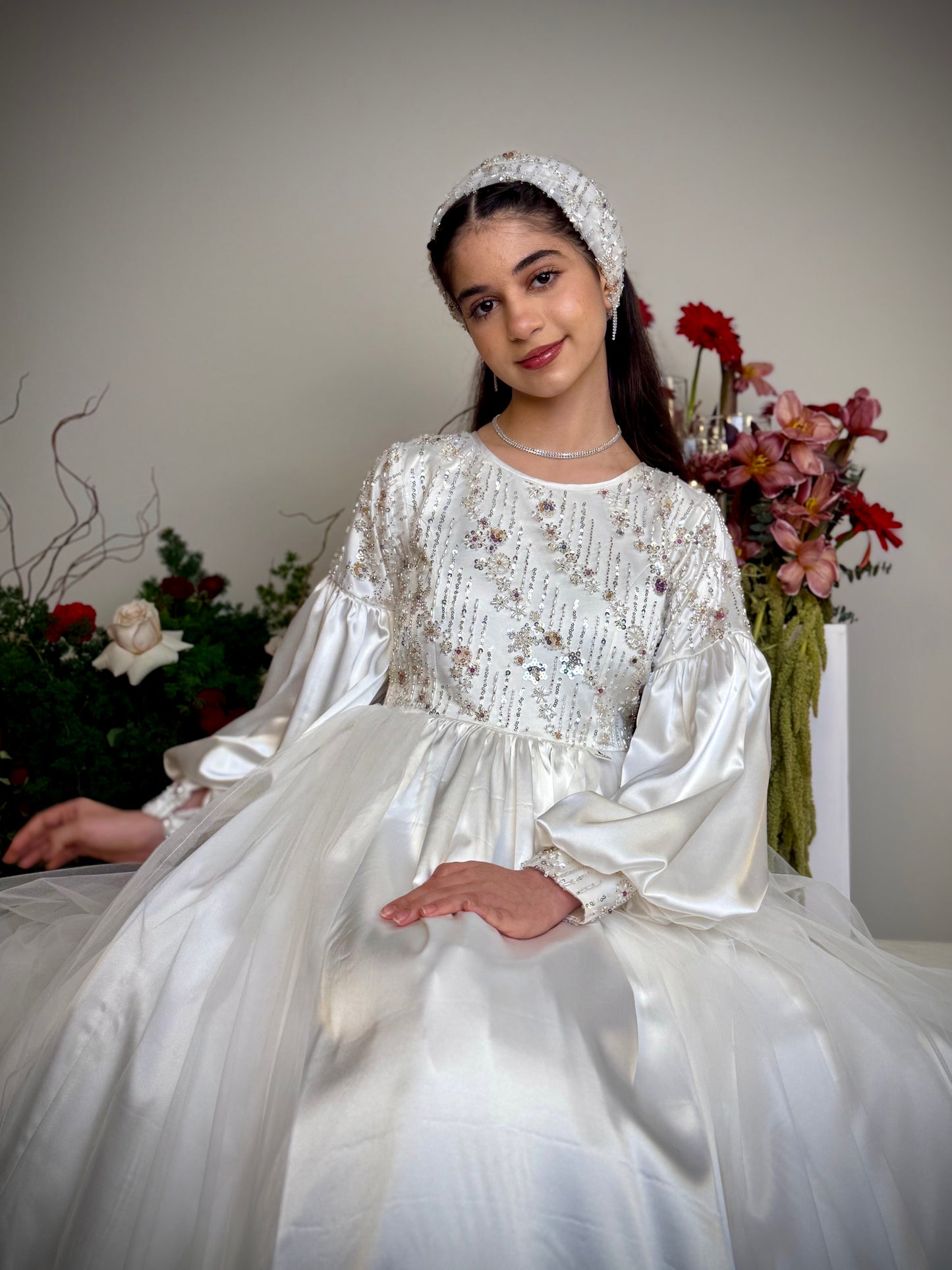 فستان شك مع حرير وتور