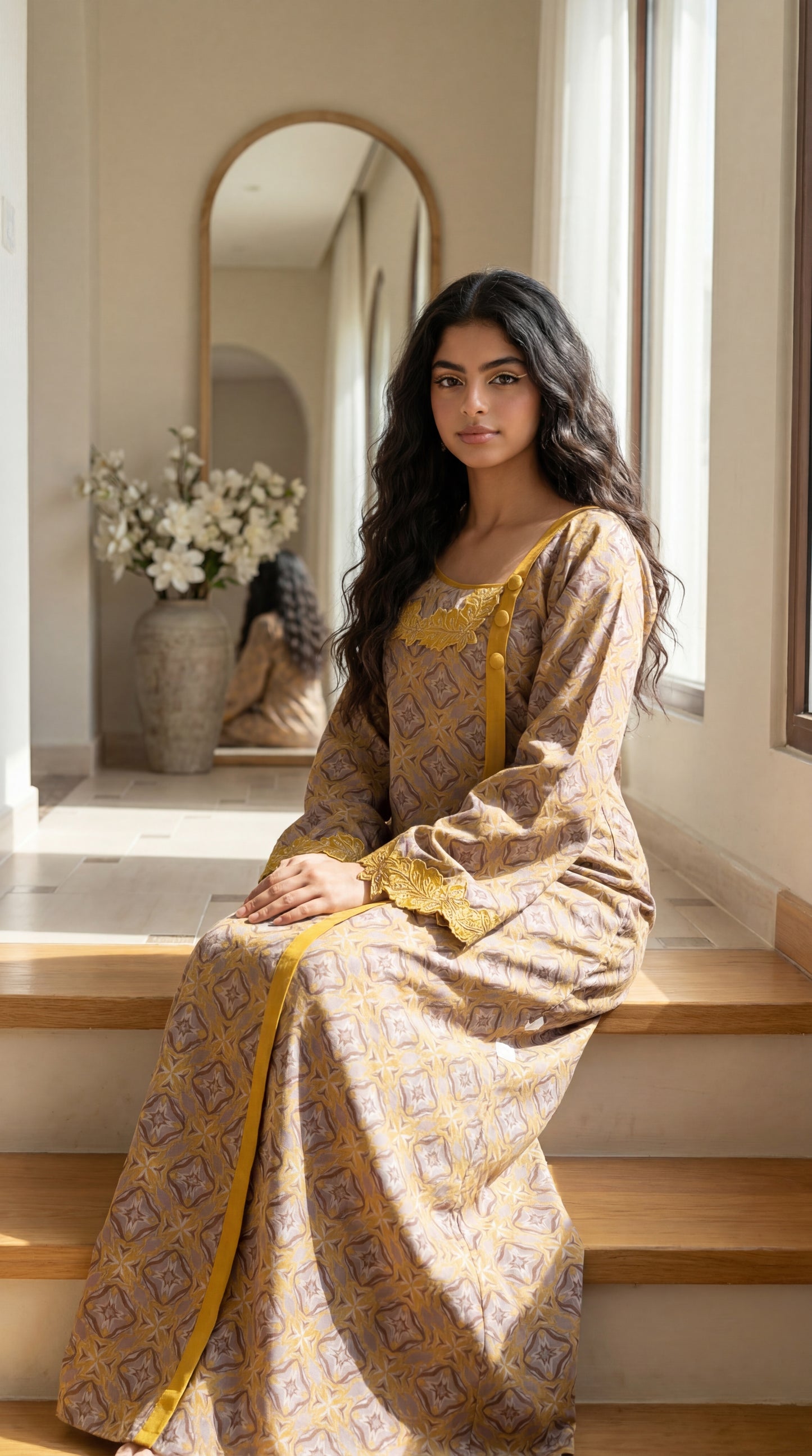 جلابية قطن مع تطريز وشغل  شك