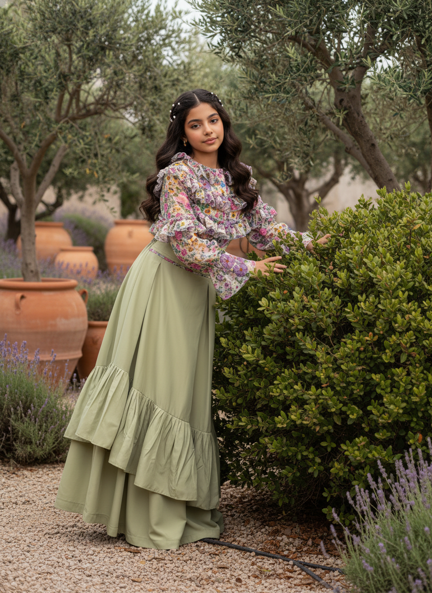 قميص شيفون  تنوره الالماس