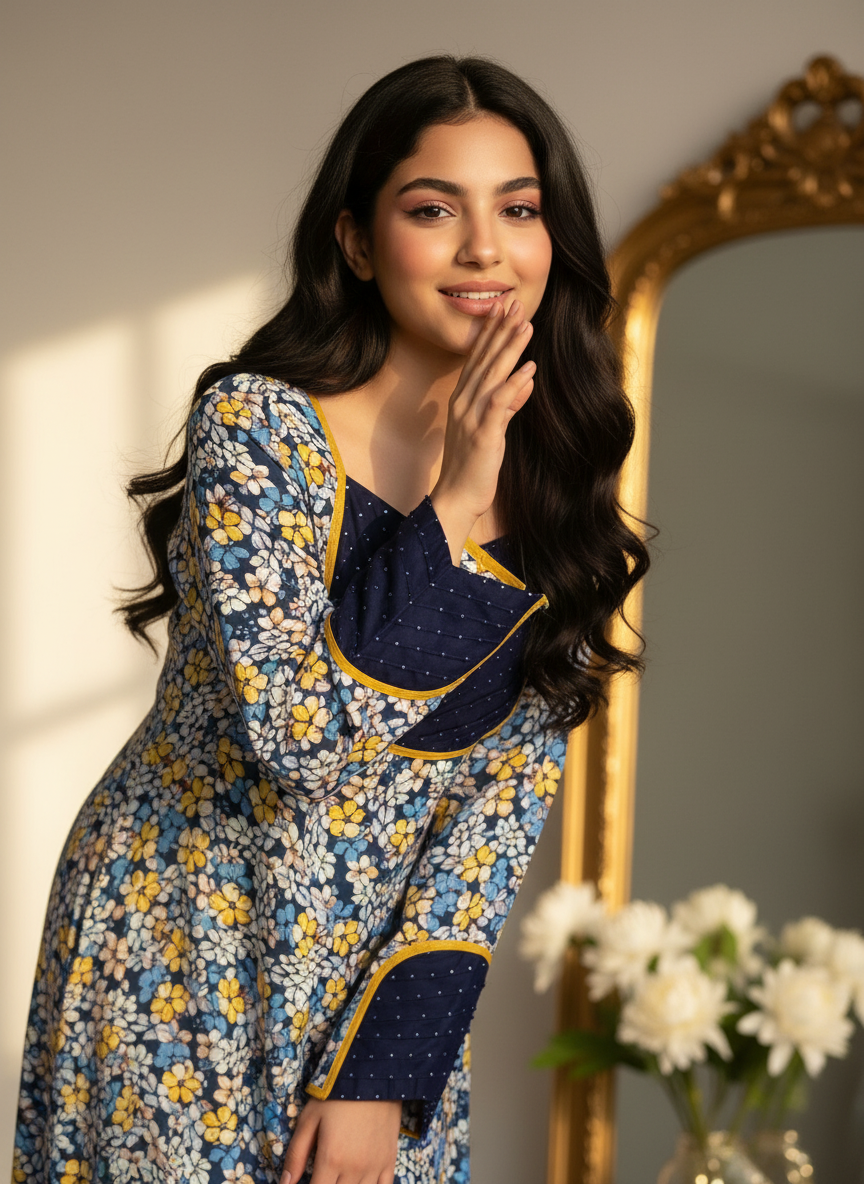 جلابية قطن مع  وريمبو