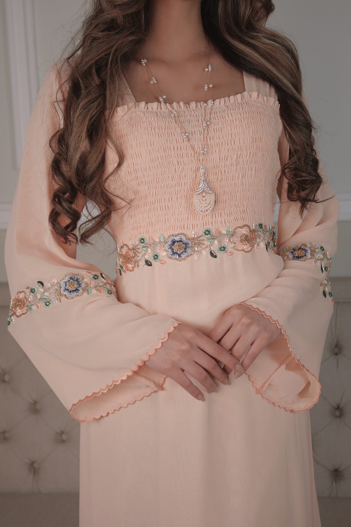 دبل شيفون شك مع تطريز