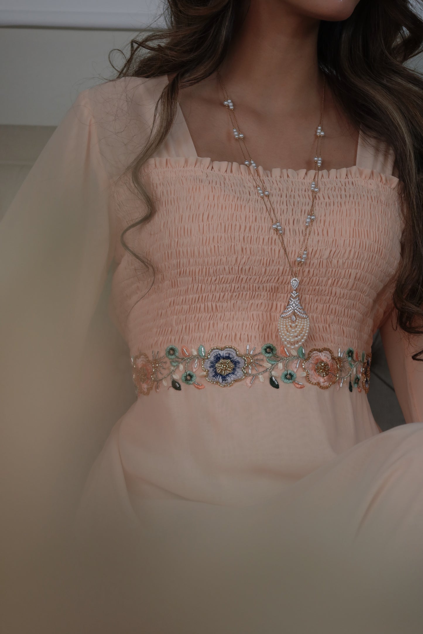 دبل شيفون شك مع تطريز