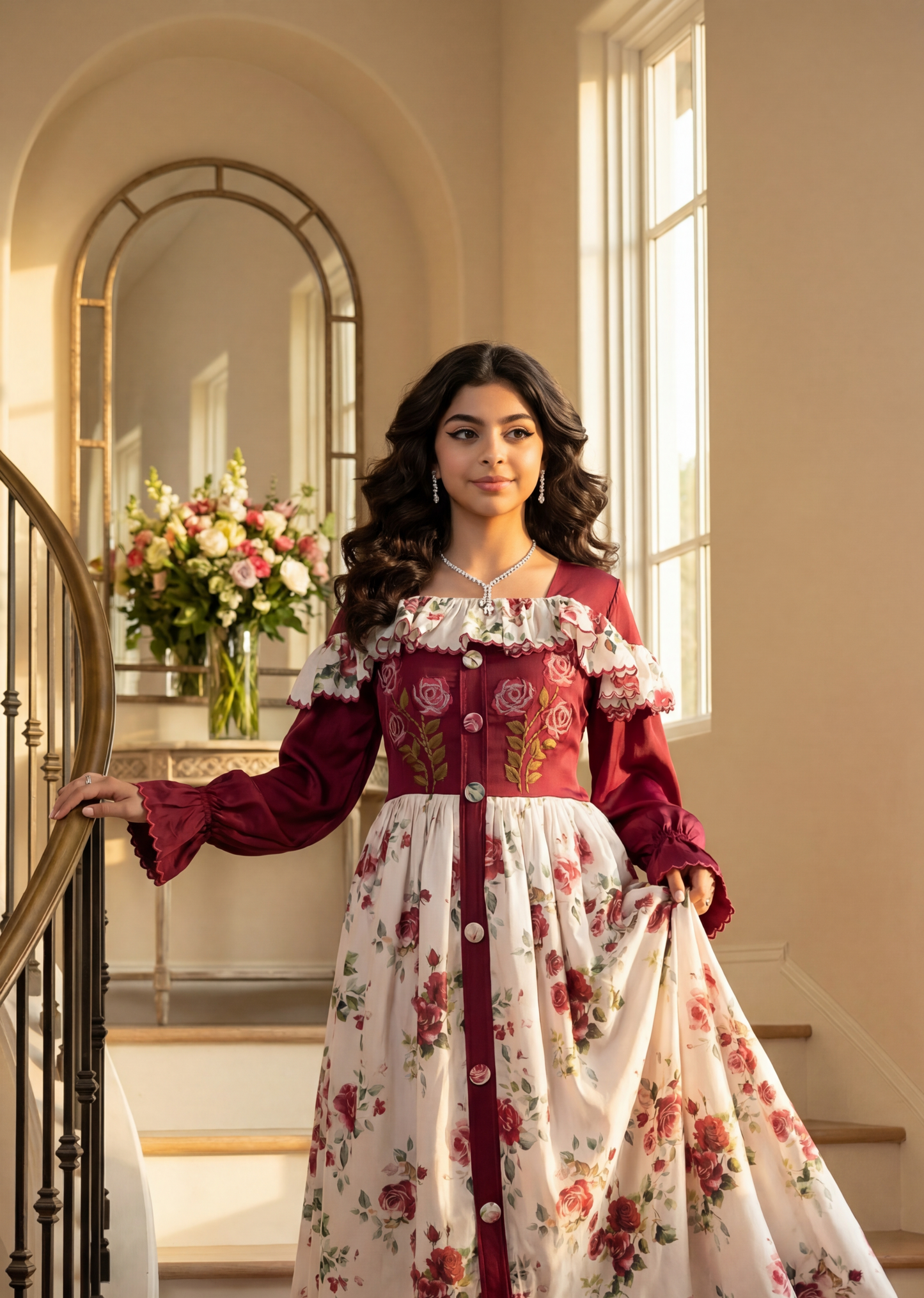 فستان من الحرير   مع تطريز