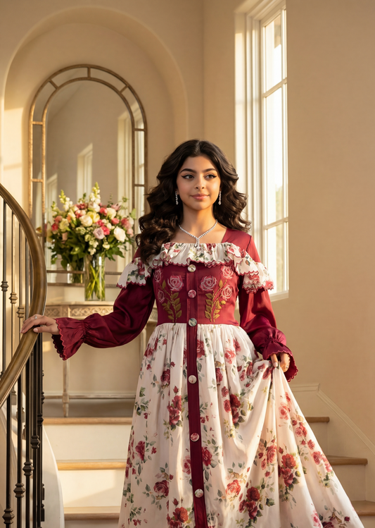 فستان من الحرير   مع تطريز