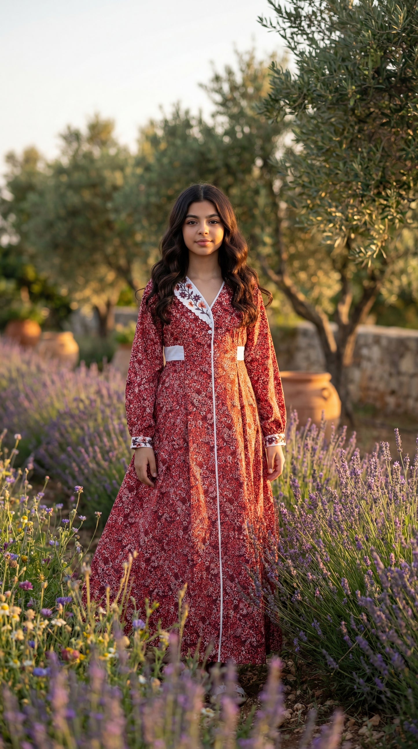 فستان قطن مع تطريز