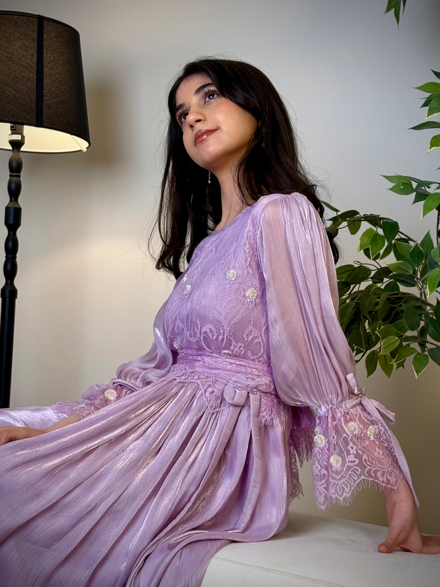 فستان  اورجنزا مع دانتيل فرنسي وشك