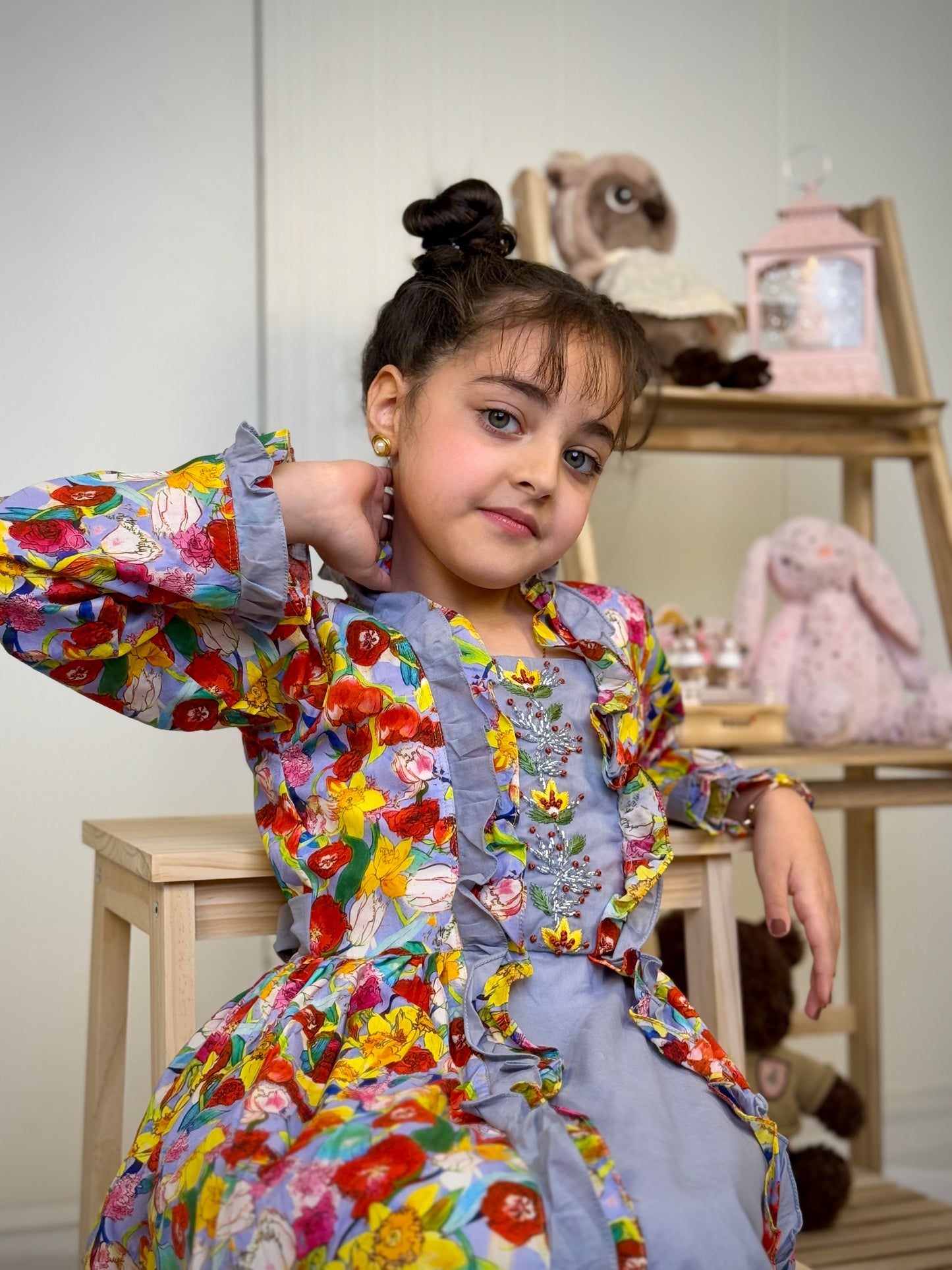 فستان قطن مع تطريز وشك