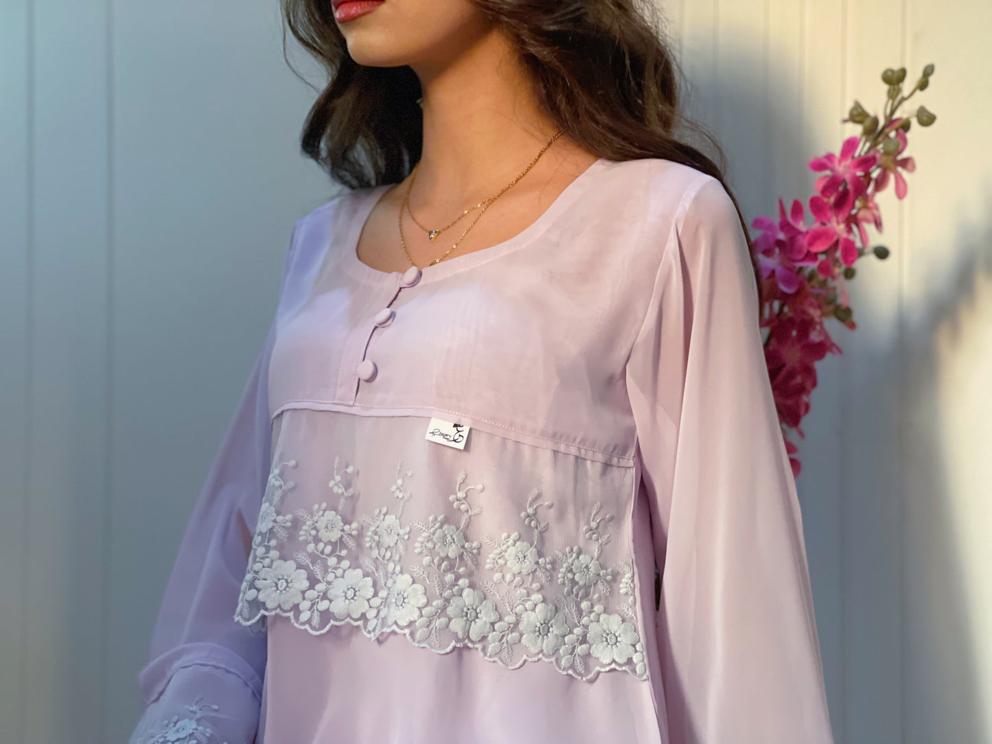 جلابيه دبل شيفون مع دانتيل