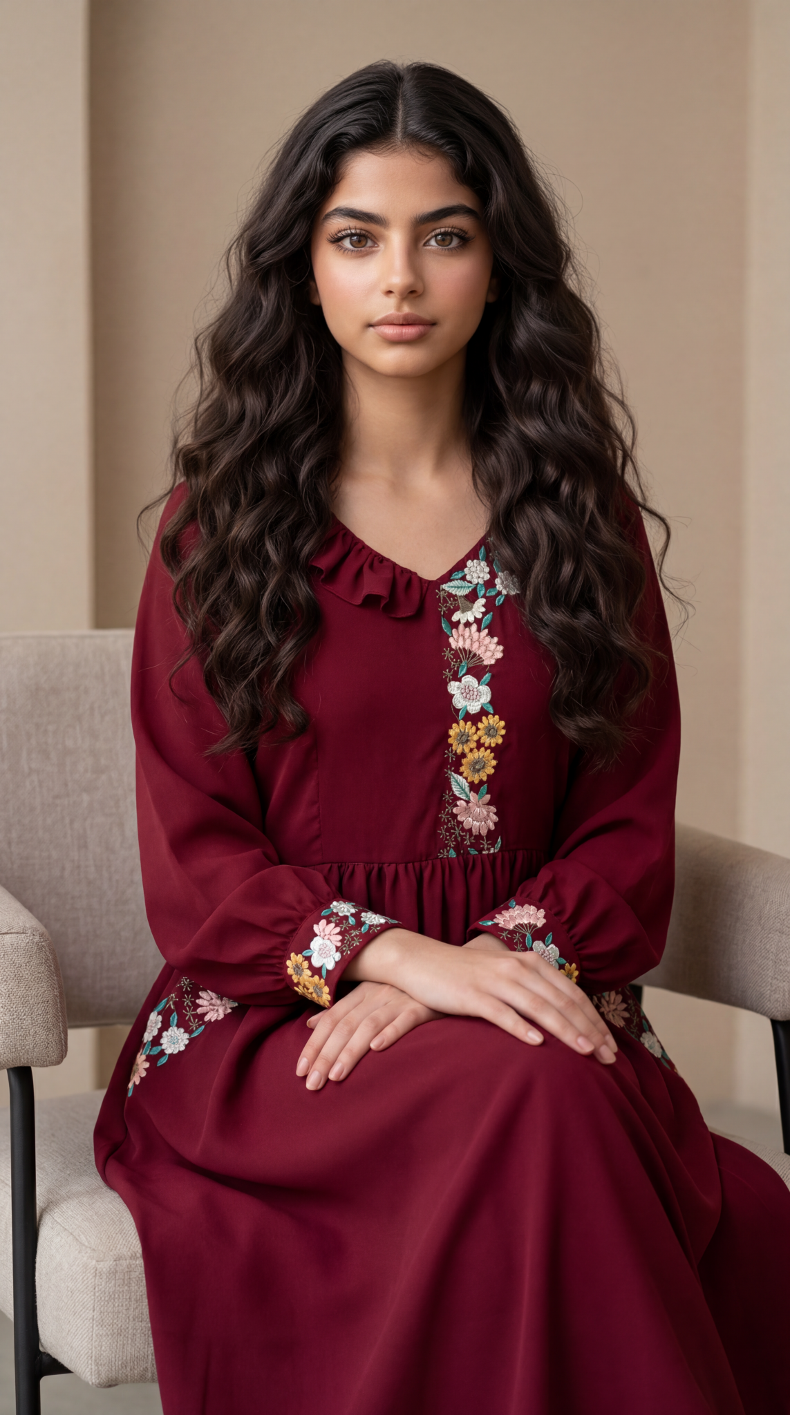 فستان من  حرير الالماس  مع تطريز