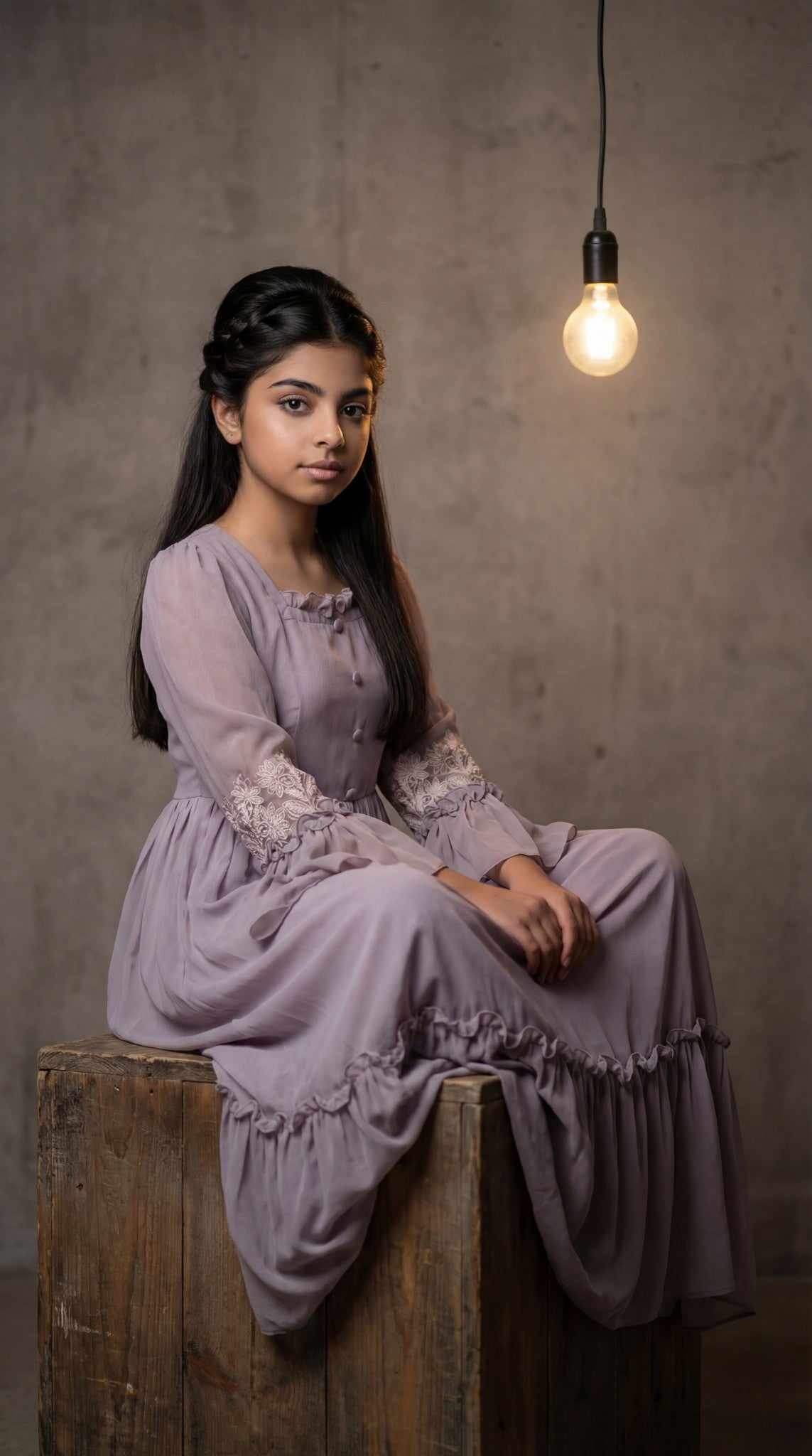 فستان من الشيفون مع دانتيل