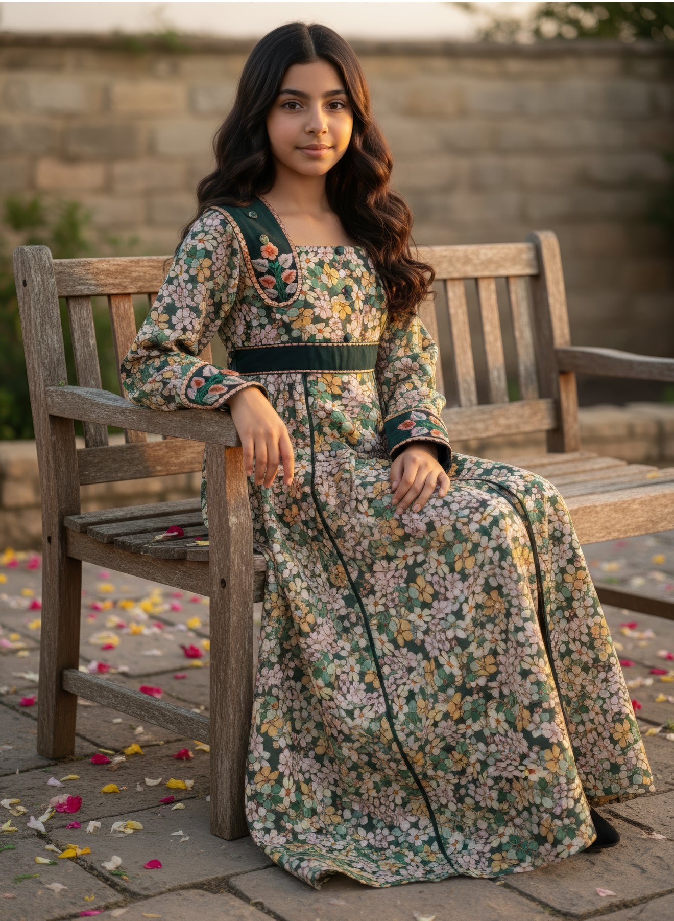 فستان قطن مع تطريز ودمج الساده