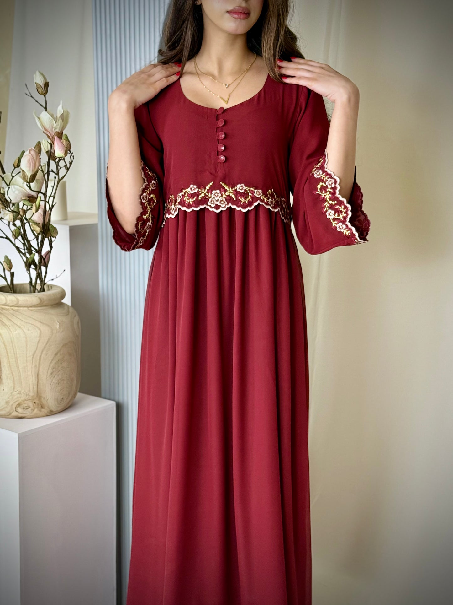 شيفون مع تطريز