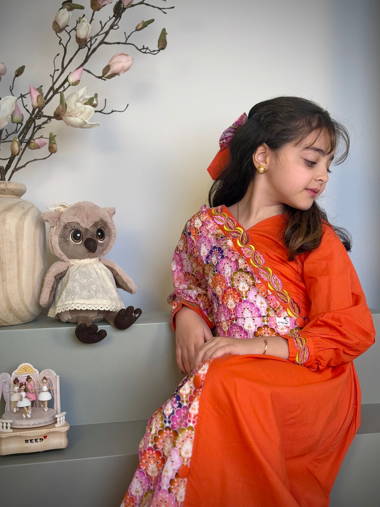 فستان قطن مع تطريز