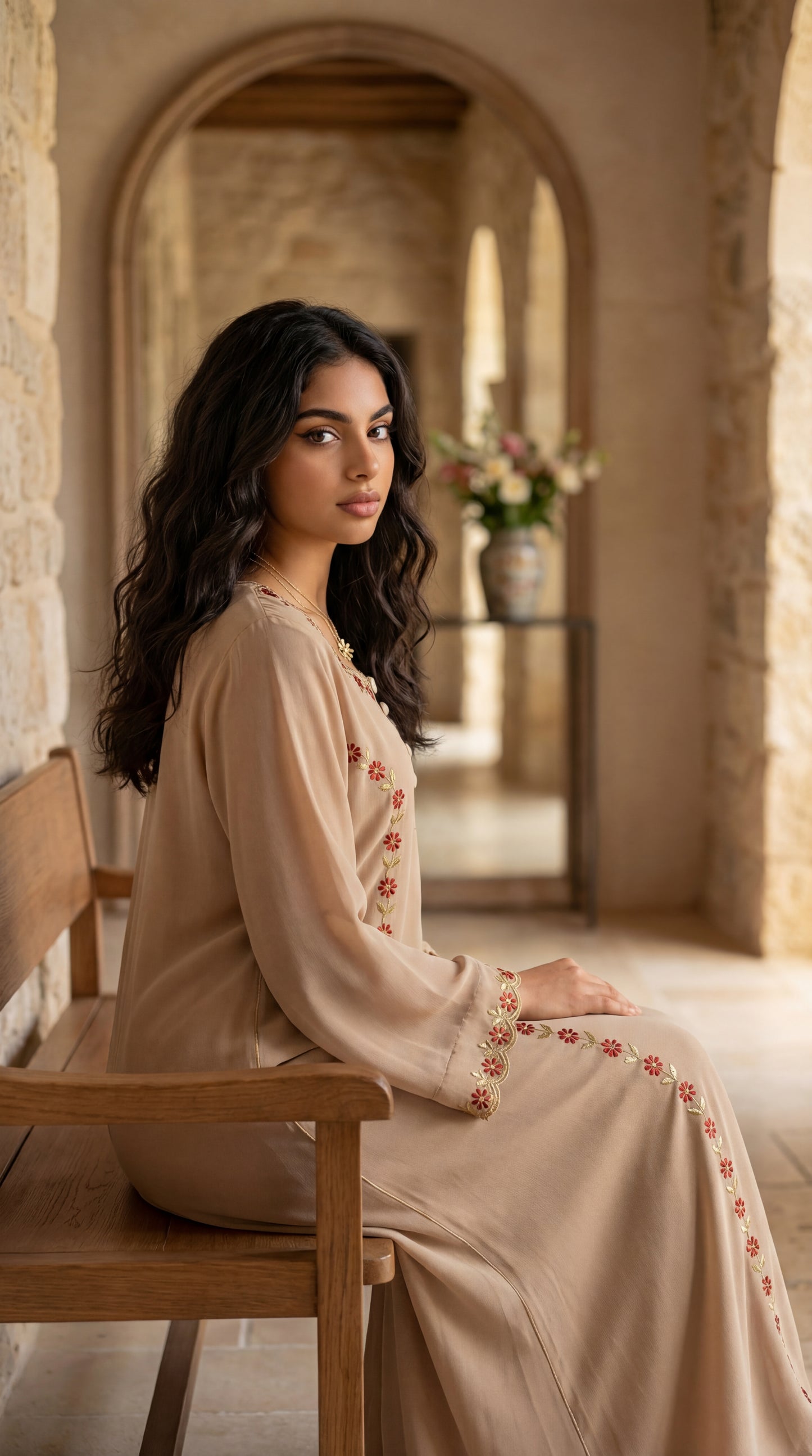 دبل شيفون مطرز بشكل ناعم