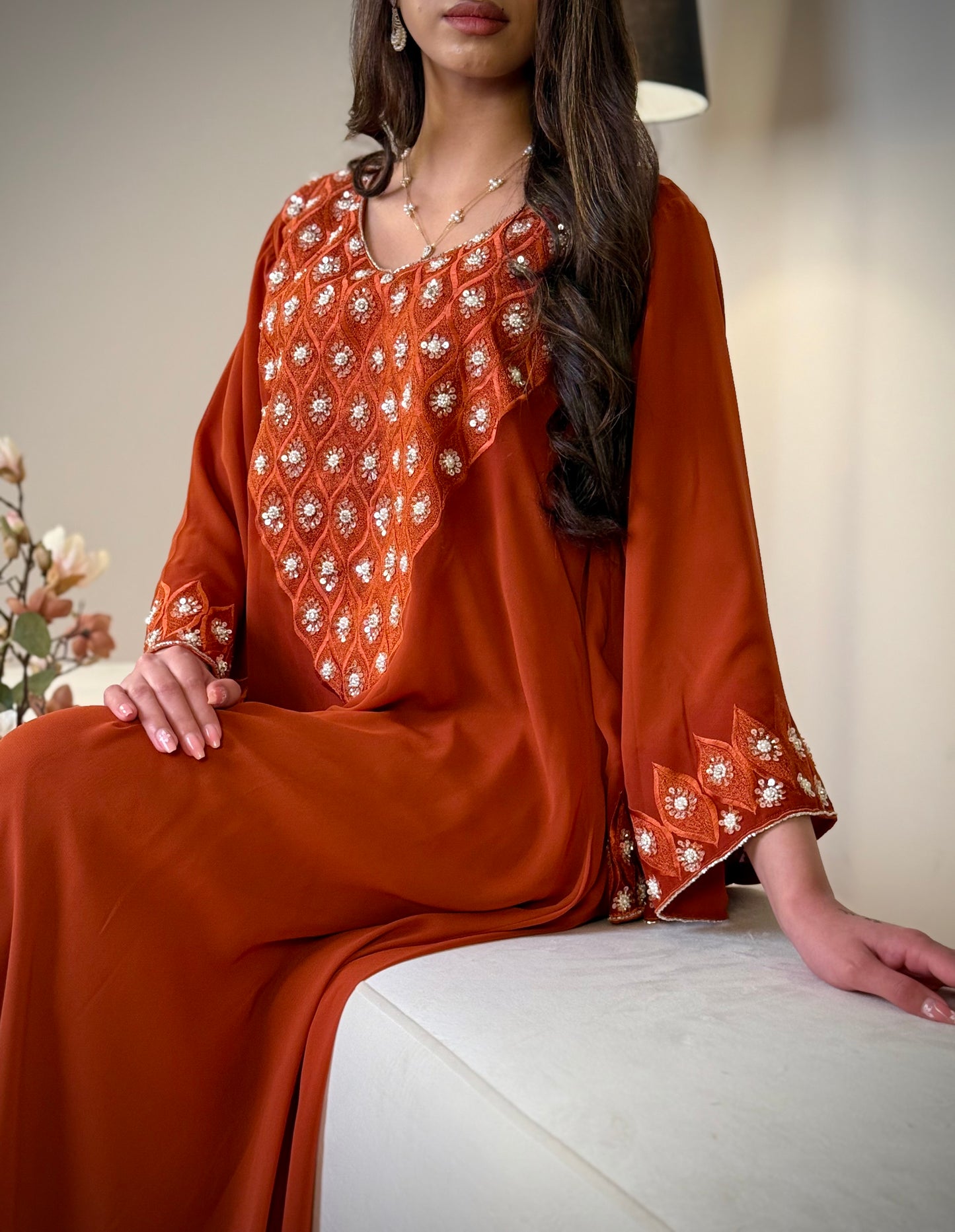 شيفون  شغل شك مع تطريز