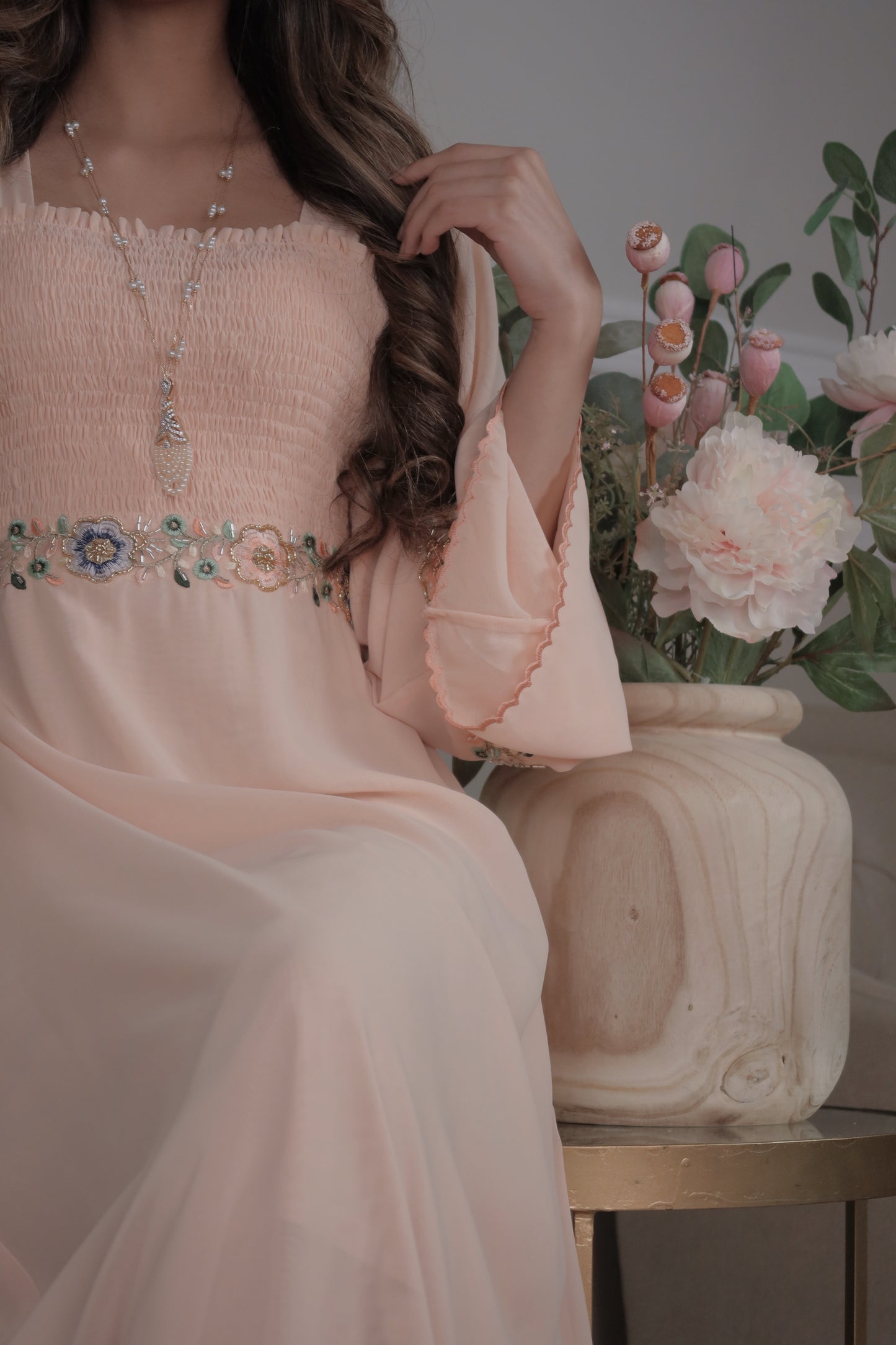 دبل شيفون شك مع تطريز