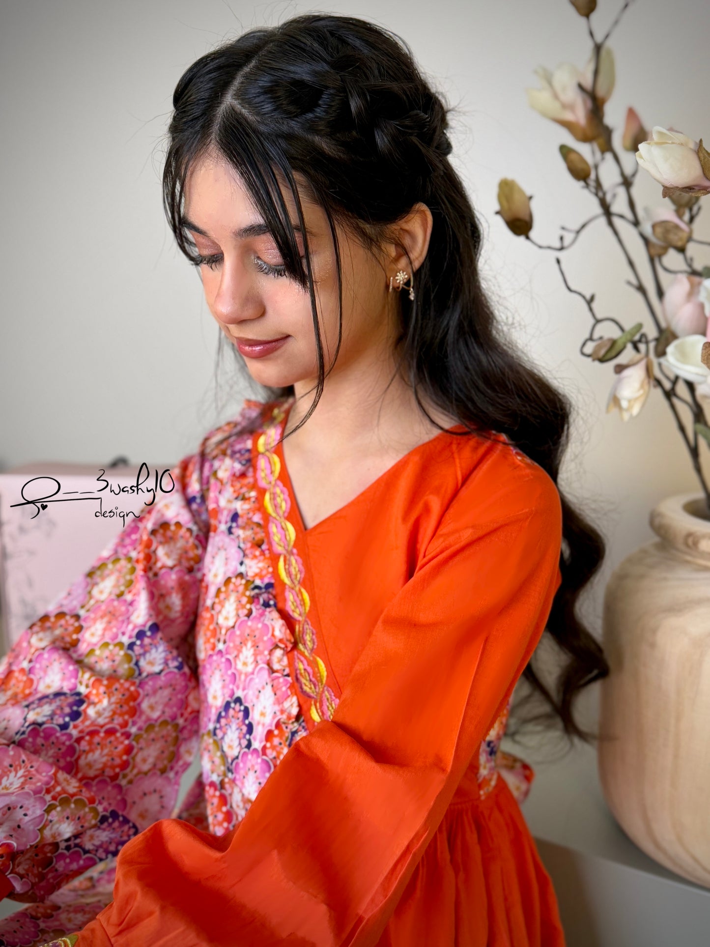 فستان قطن مع تطريز