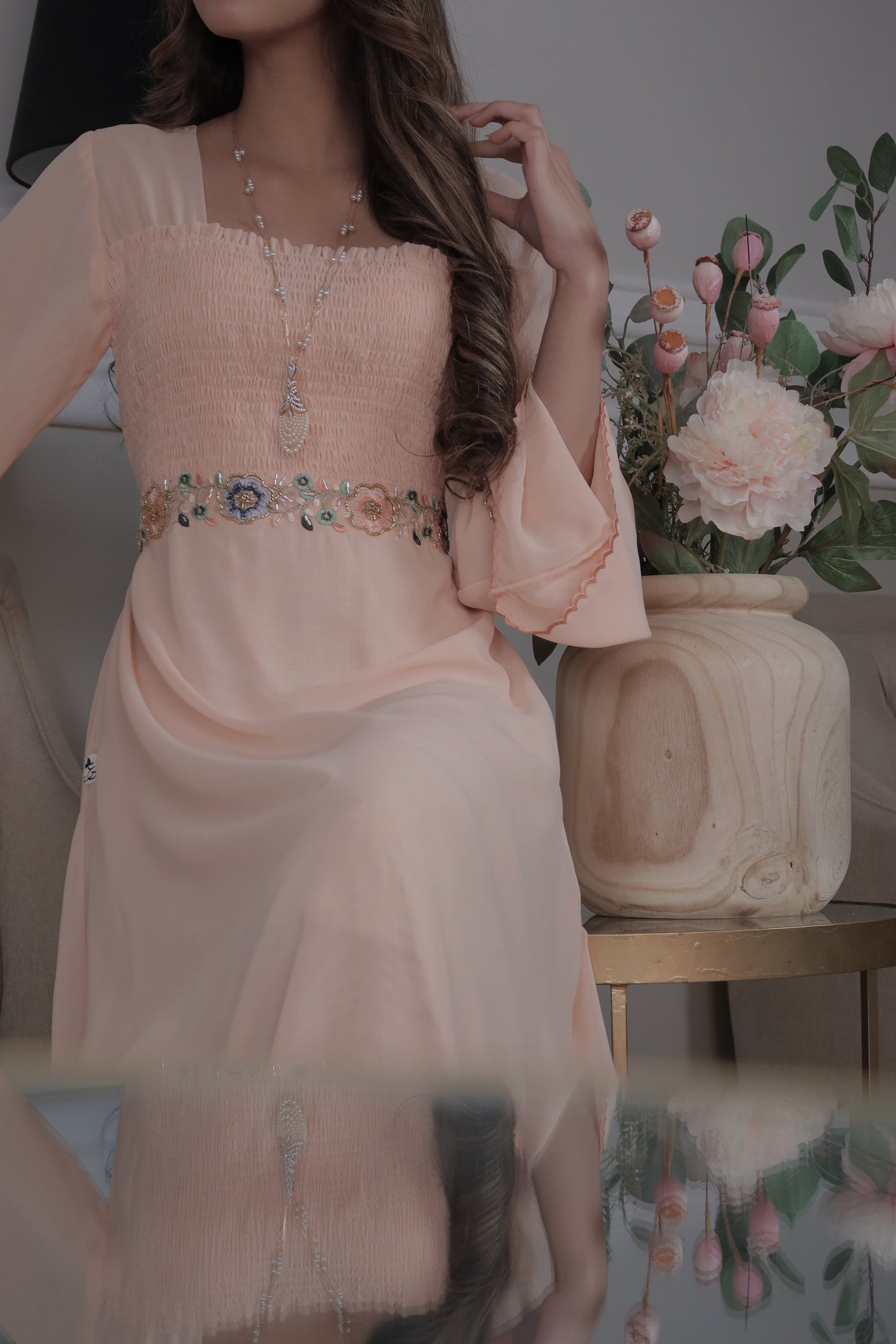 دبل شيفون شك مع تطريز