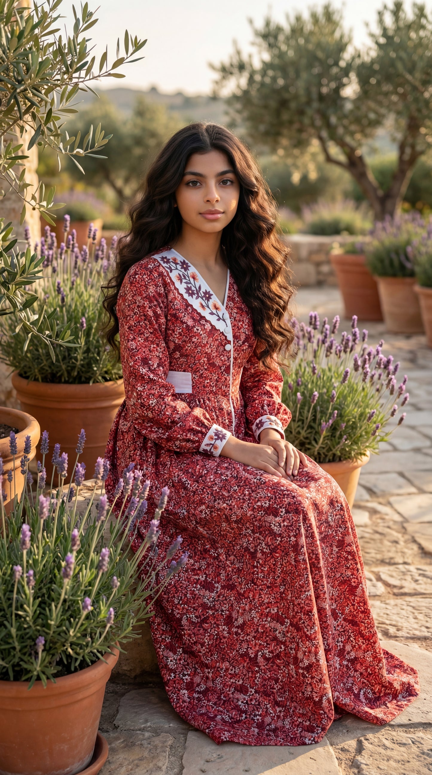 فستان قطن مع تطريز