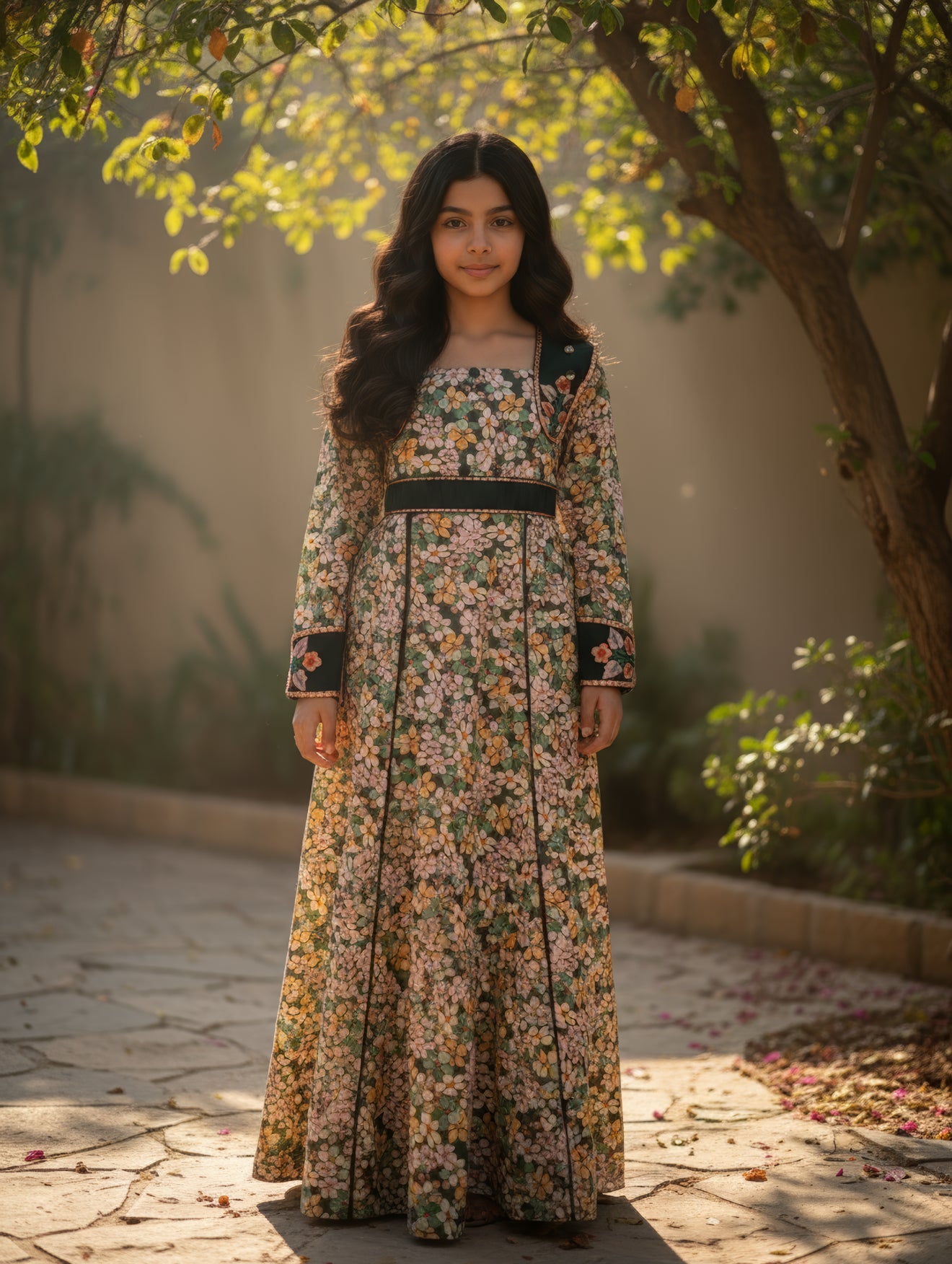 فستان قطن مع تطريز ودمج الساده