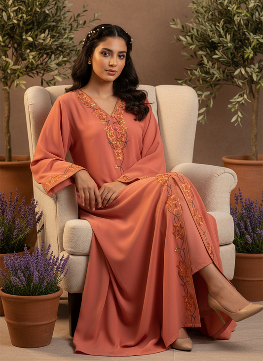 دبل شيفون مطرز