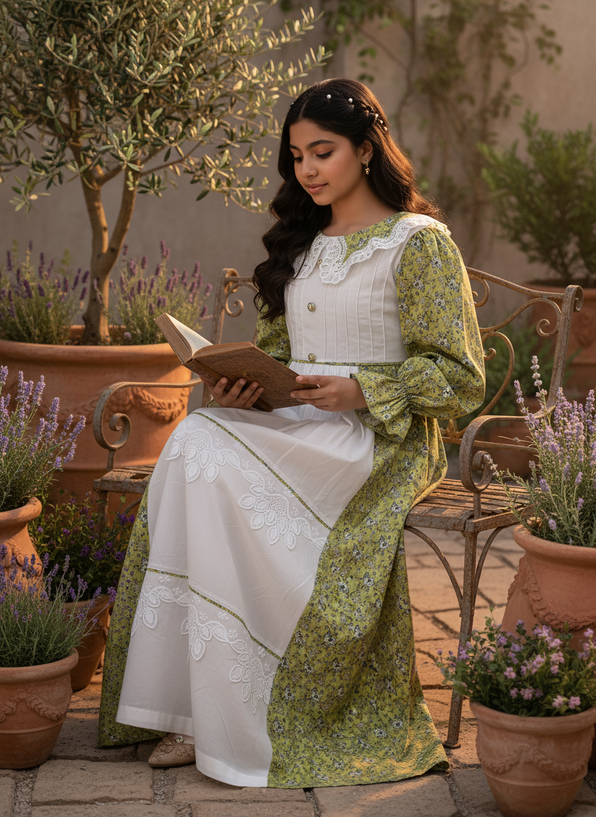 فستان   قطن مع  دانتل