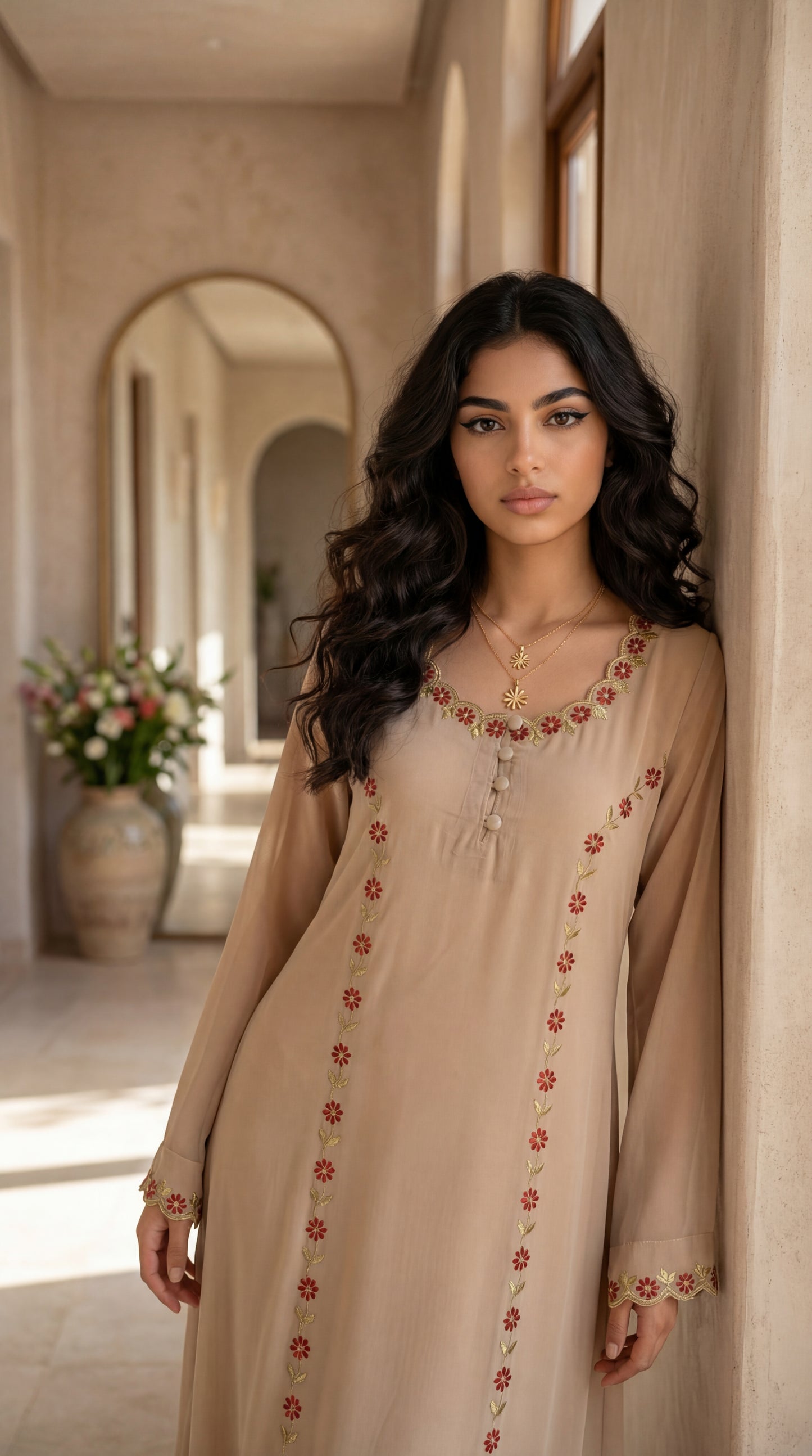 دبل شيفون مطرز بشكل ناعم