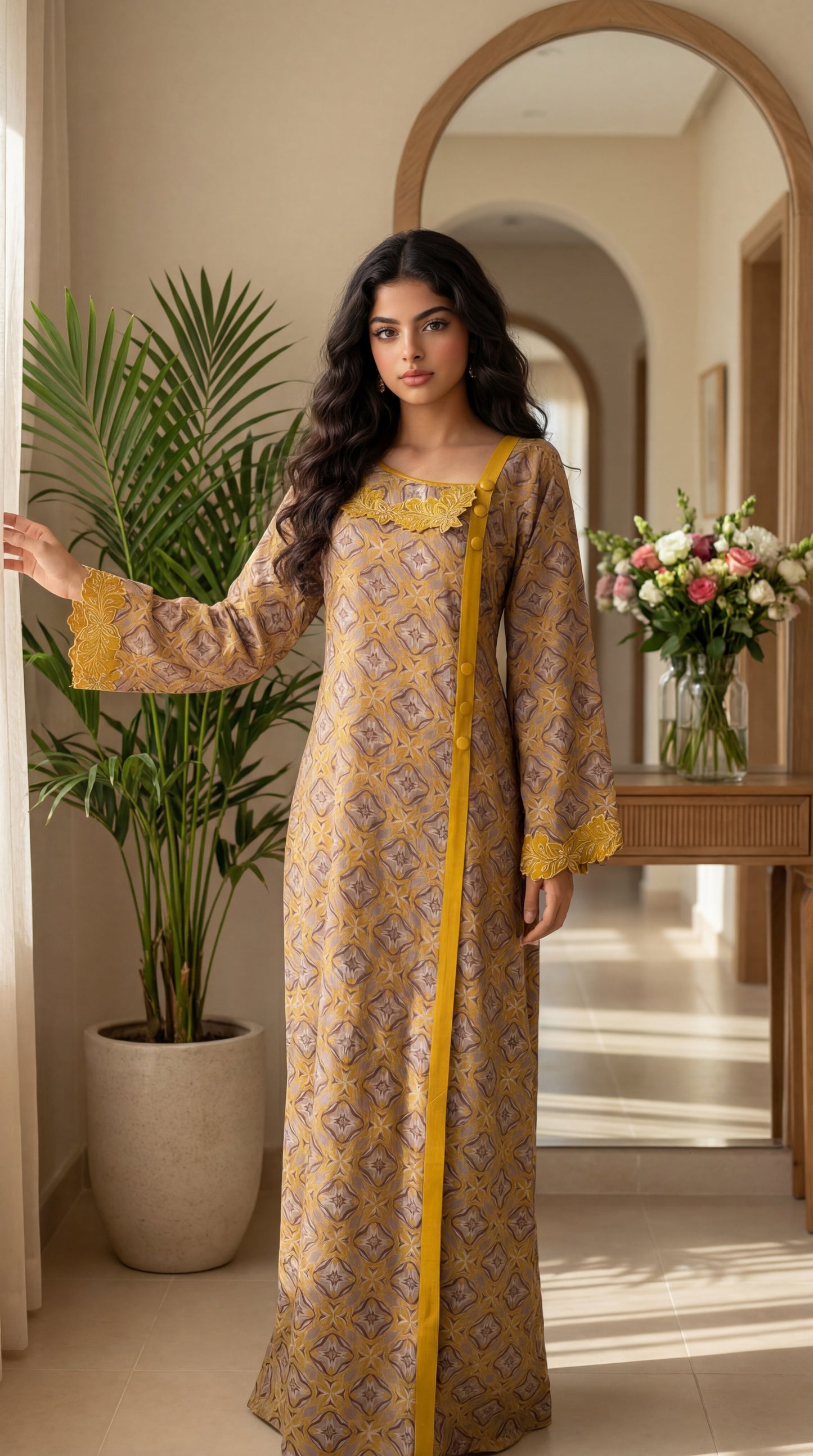 جلابية قطن مع تطريز وشغل  شك