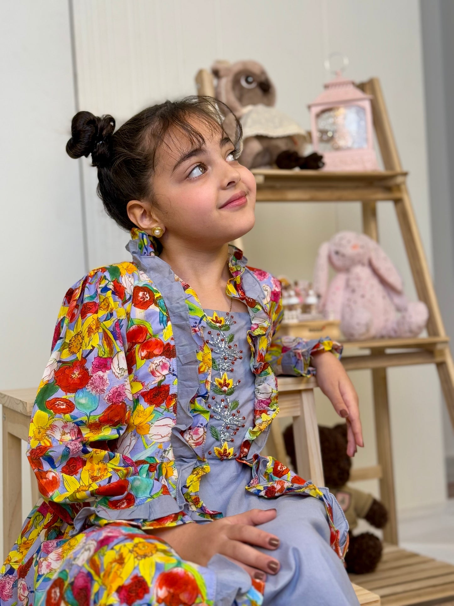 فستان قطن مع تطريز وشك