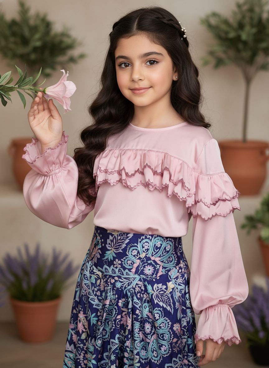 قميص تنوره من الحرير والتطريز