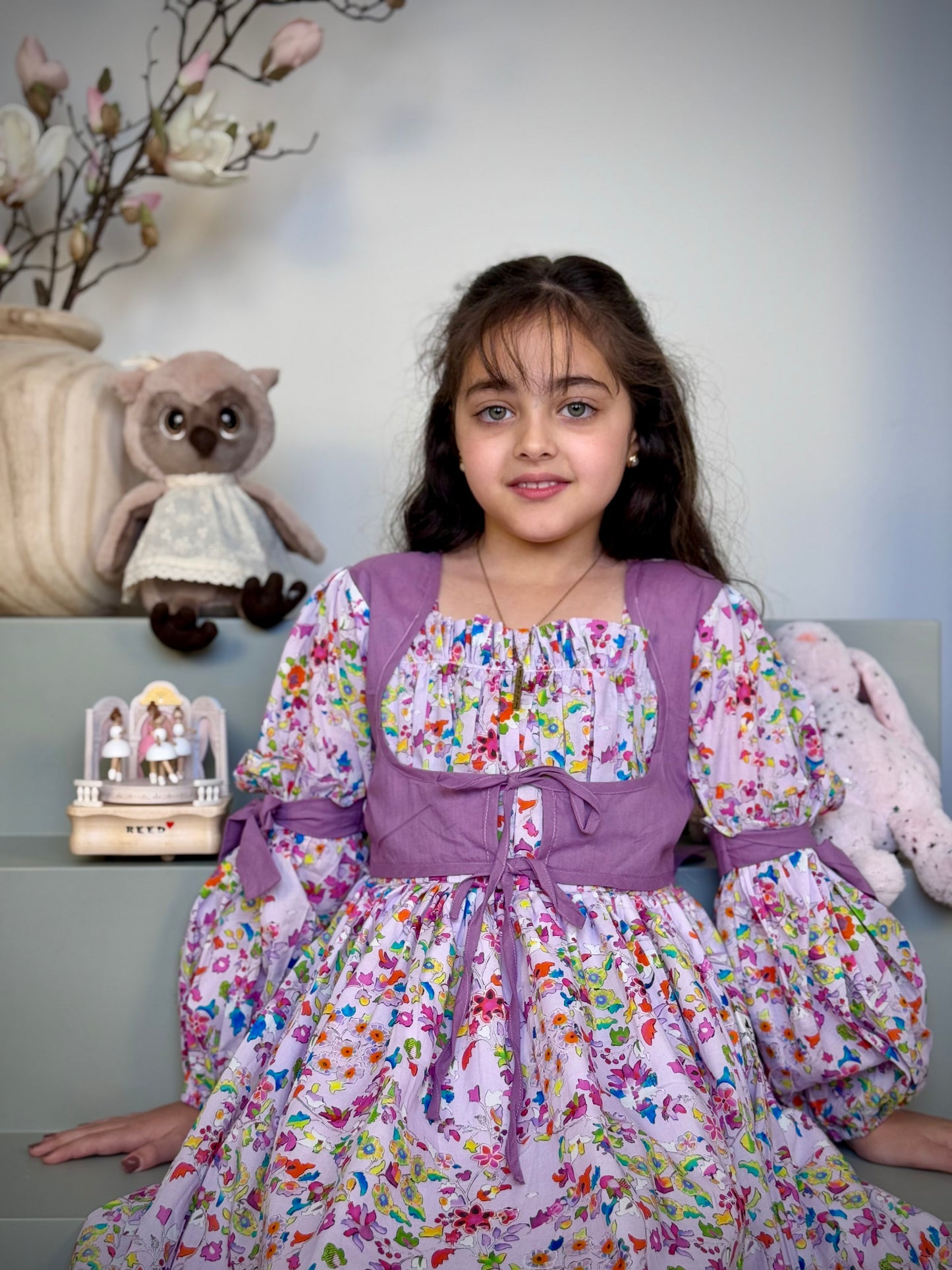 فستان قطن مع دمج السادة