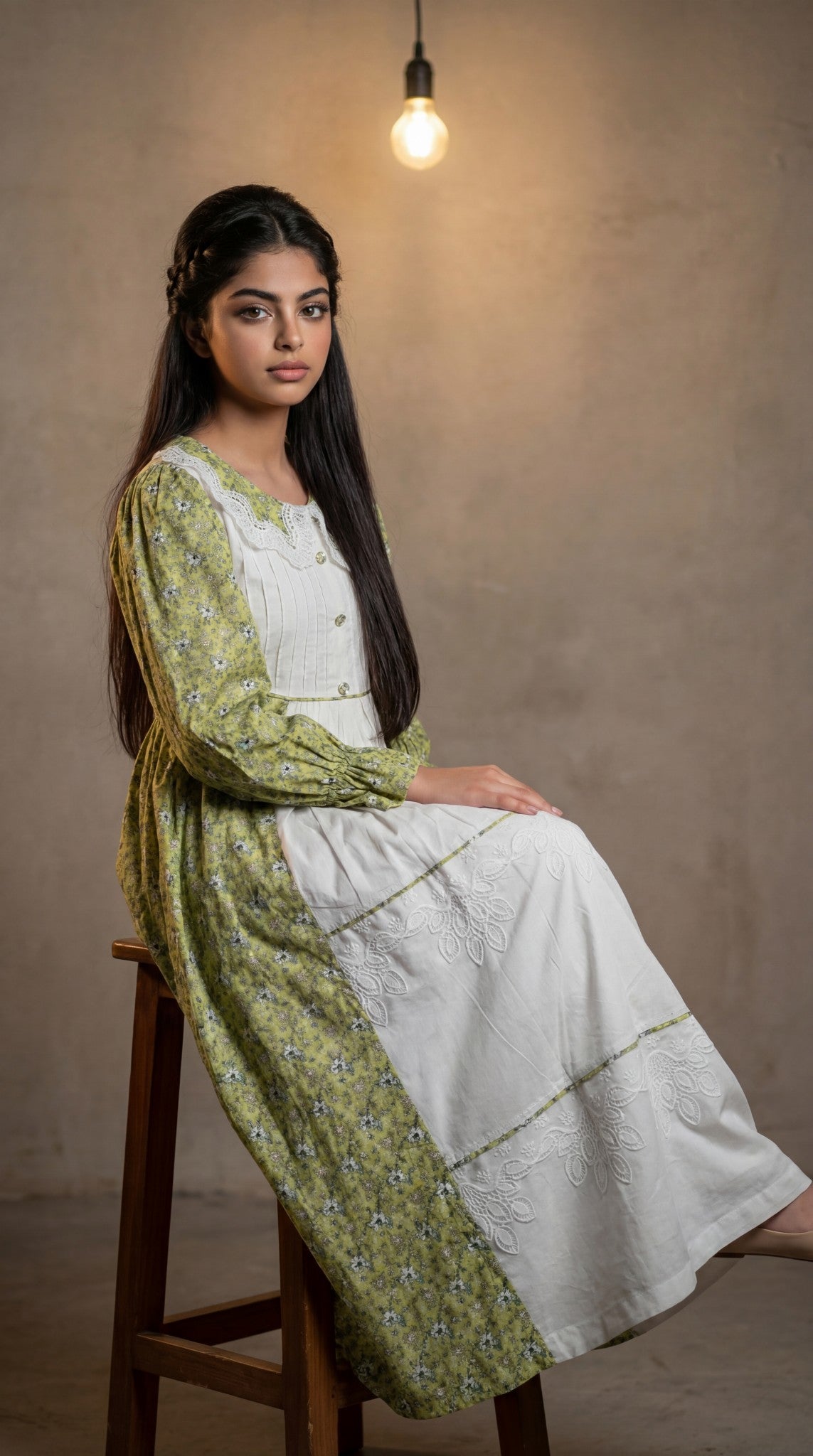 فستان   قطن مع  دانتل