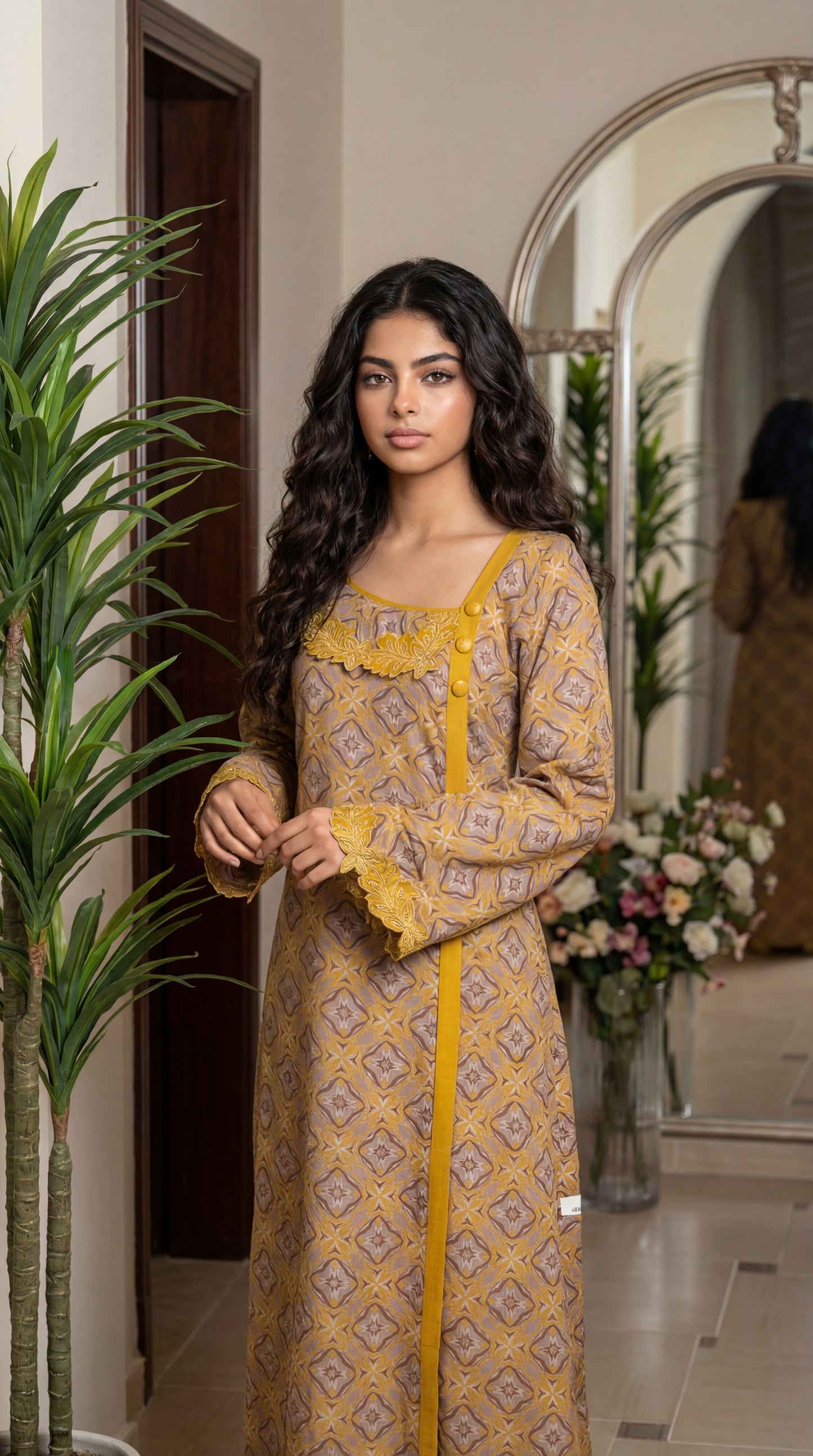 جلابية قطن مع تطريز وشغل  شك